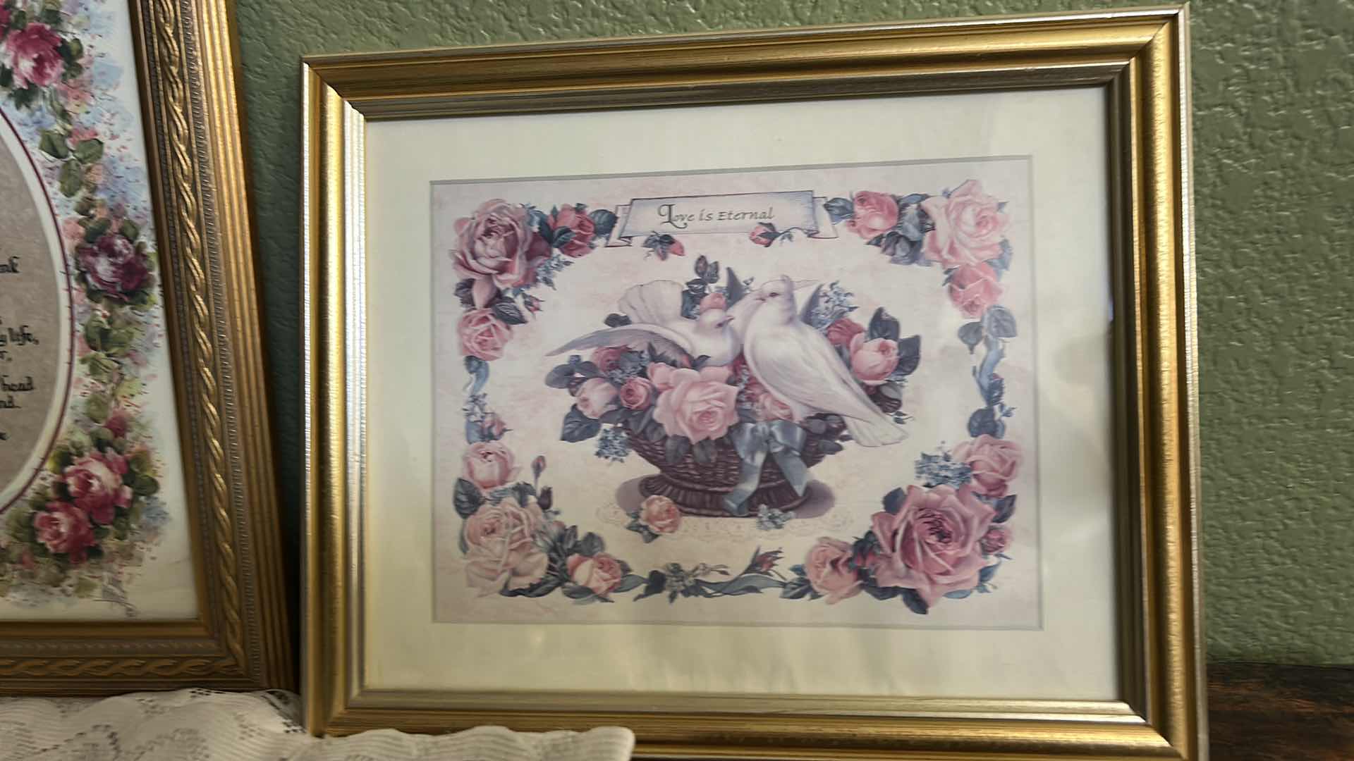 Photo 1 of LACE PANEL, 2 GOLD FRAMED ARTWORK PCS AND HOME DECOR ITEMS