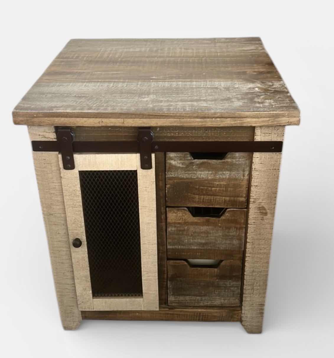 Photo 1 of ANTIQUE RUSTIC PINE END TABLE 23“ x 23“ x H26“