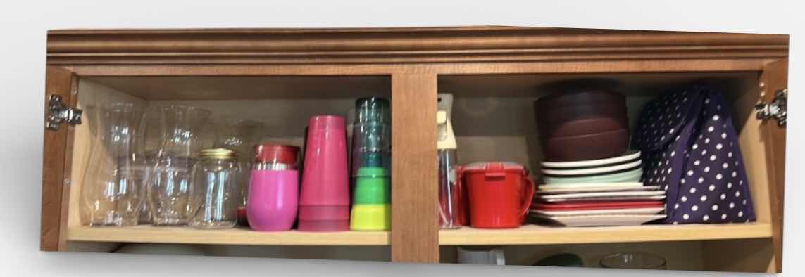 Photo 1 of CONTENTS ON TWO SHELVES IN KITCHEN