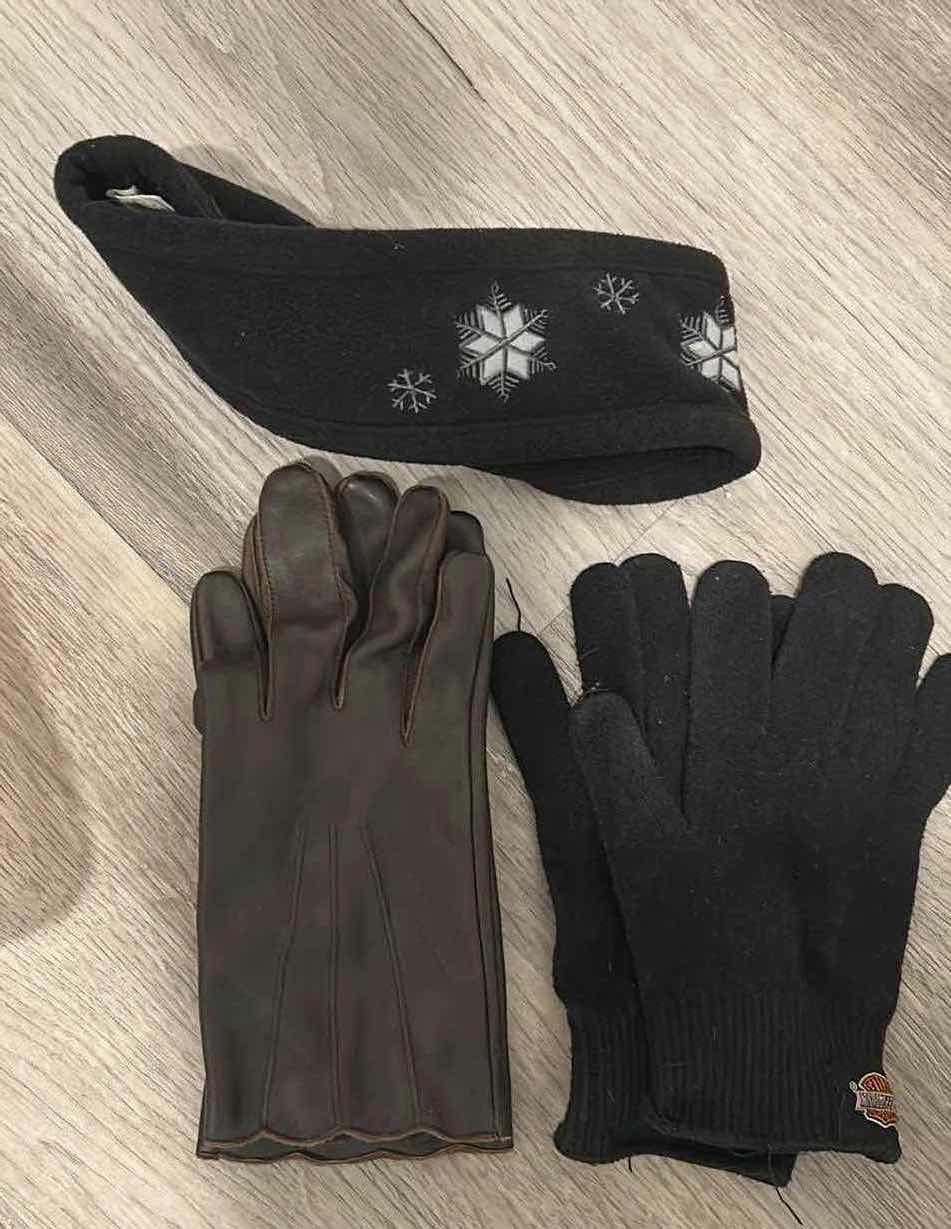 Photo 1 of CONTENTS OF PLASTIC BIN ASSORTED HATS GLOVES BEANIES