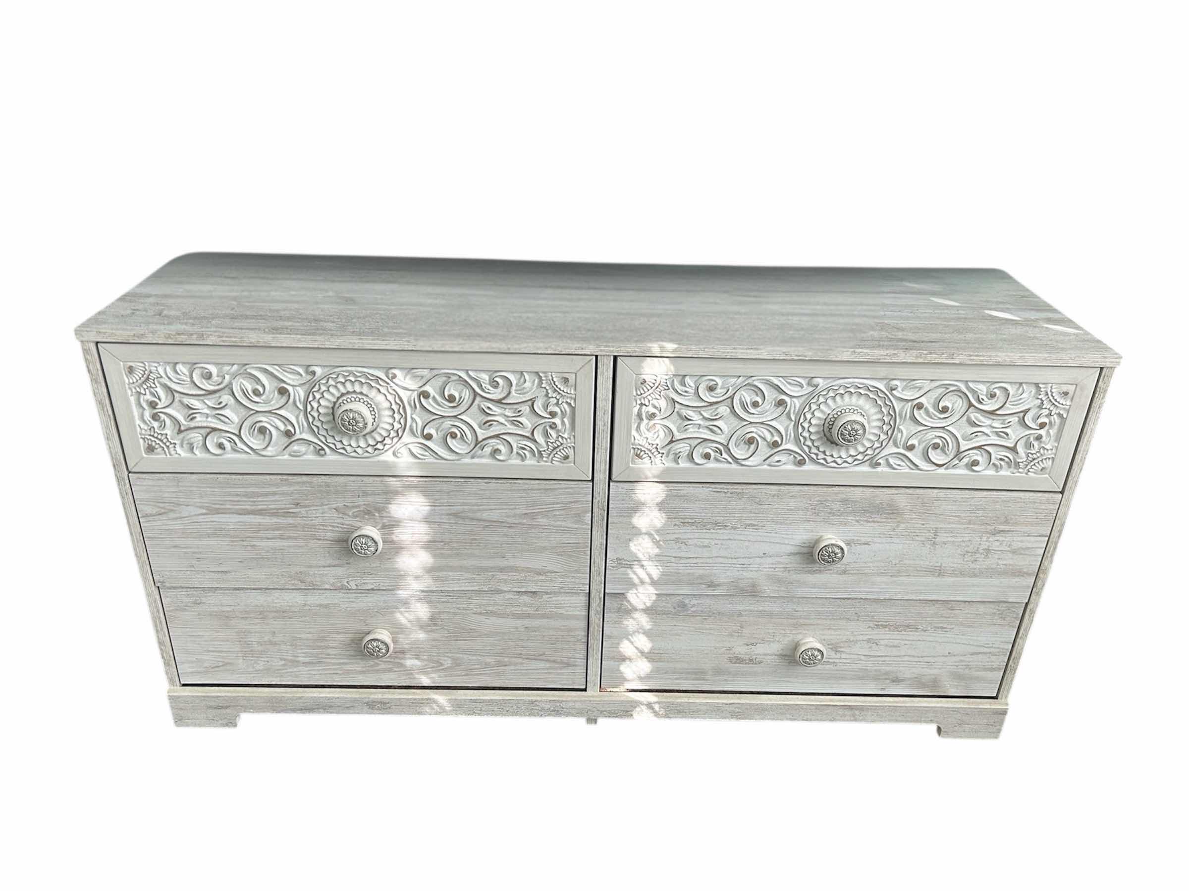 Photo 1 of ASHLEY PAXBERRY 6 DRAWER DRESSER IN WHITEWASH FINISH 53" X 16" H 29"