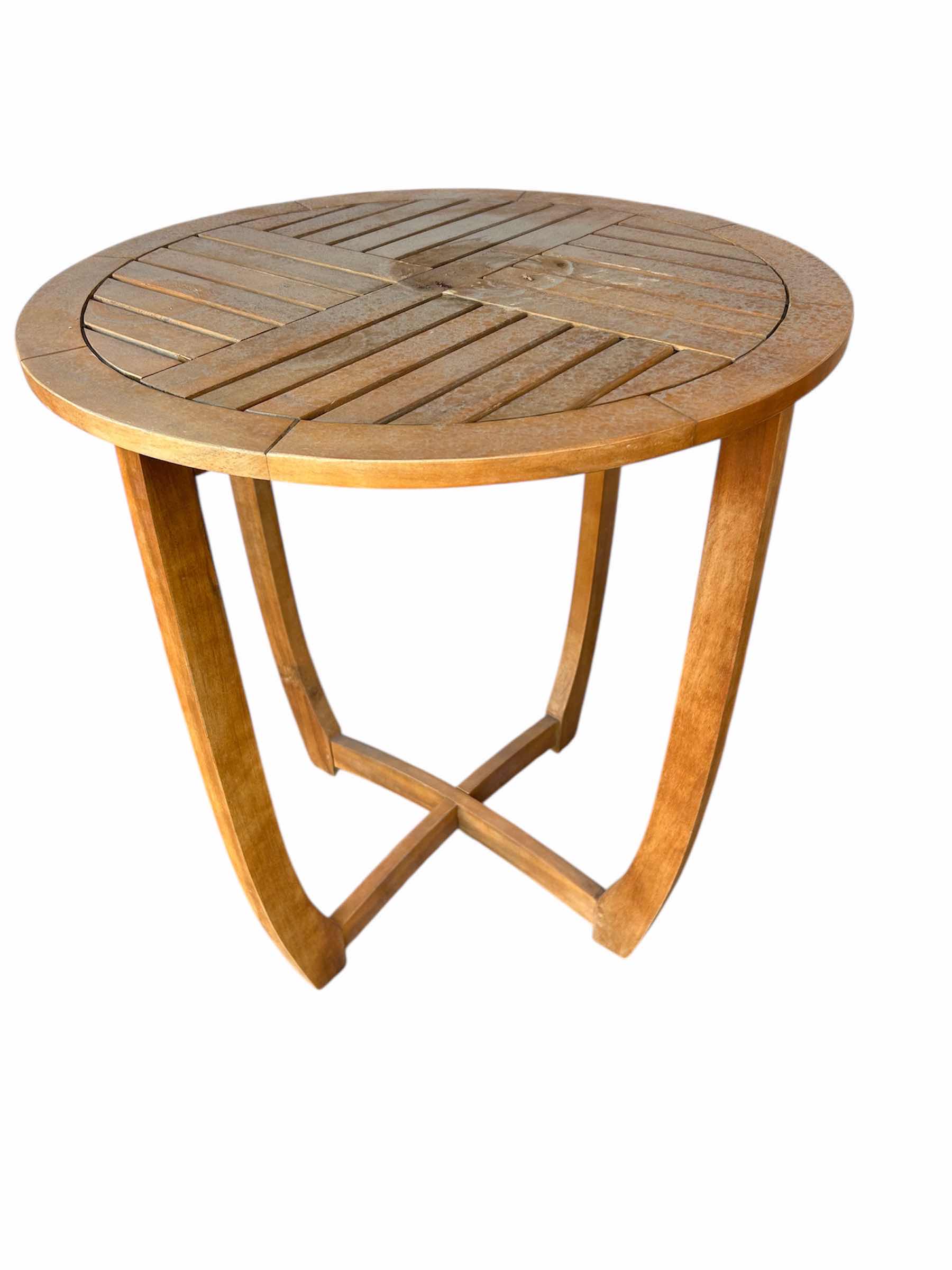Photo 1 of OUTDOOR ROUND ACACIA WOOD ACCENT TABLE 28" X 30"