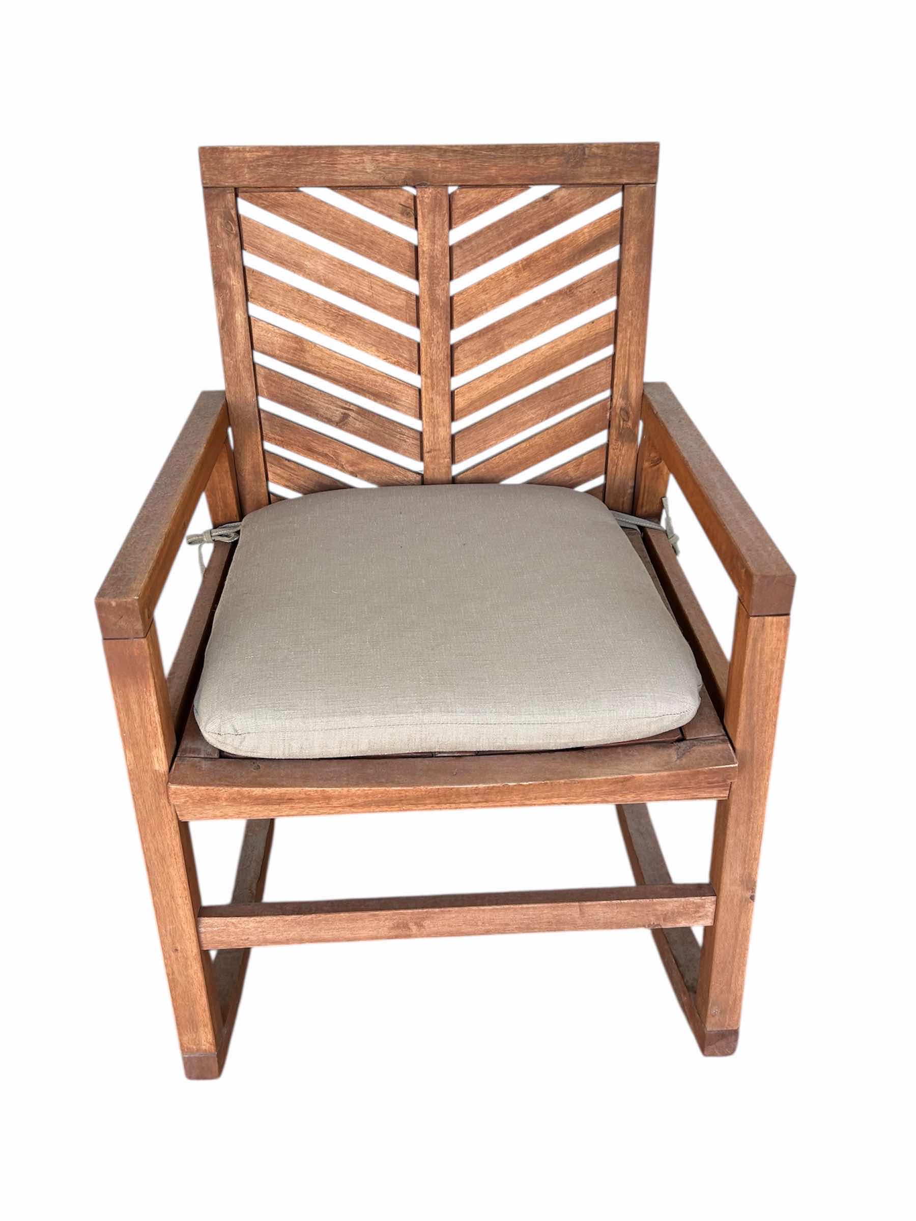 Photo 1 of BROWN ACA IA WOOD OUTDOOR ROCKING PATIO CHAIR W CUSHION