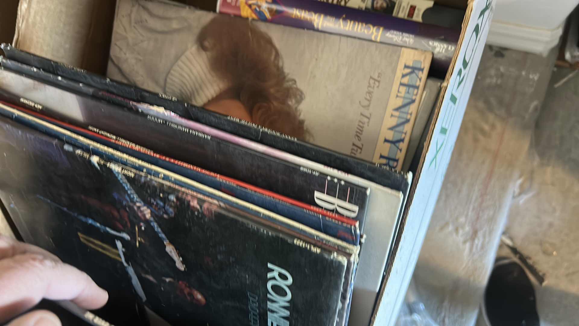 Photo 1 of BOX FULL OF RECORD ALBUMS AND DVD’s