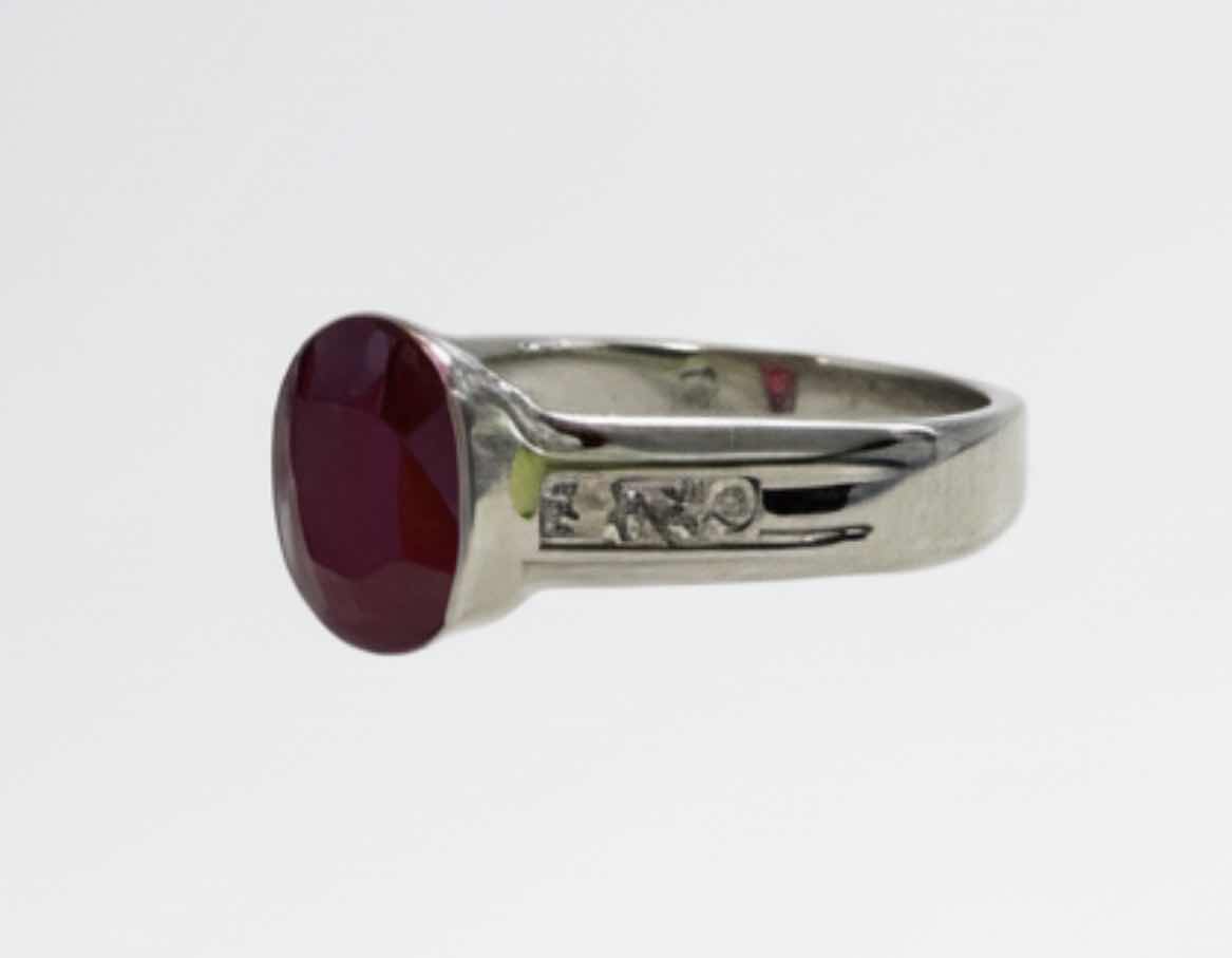 Photo 1 of STERLING SILVER W 2.47 CT NATURAL RUBY AND 0.23 CTW DIAMOND RING GGA CERTIFIED (EST RING SIZE 6-7) - RN040649