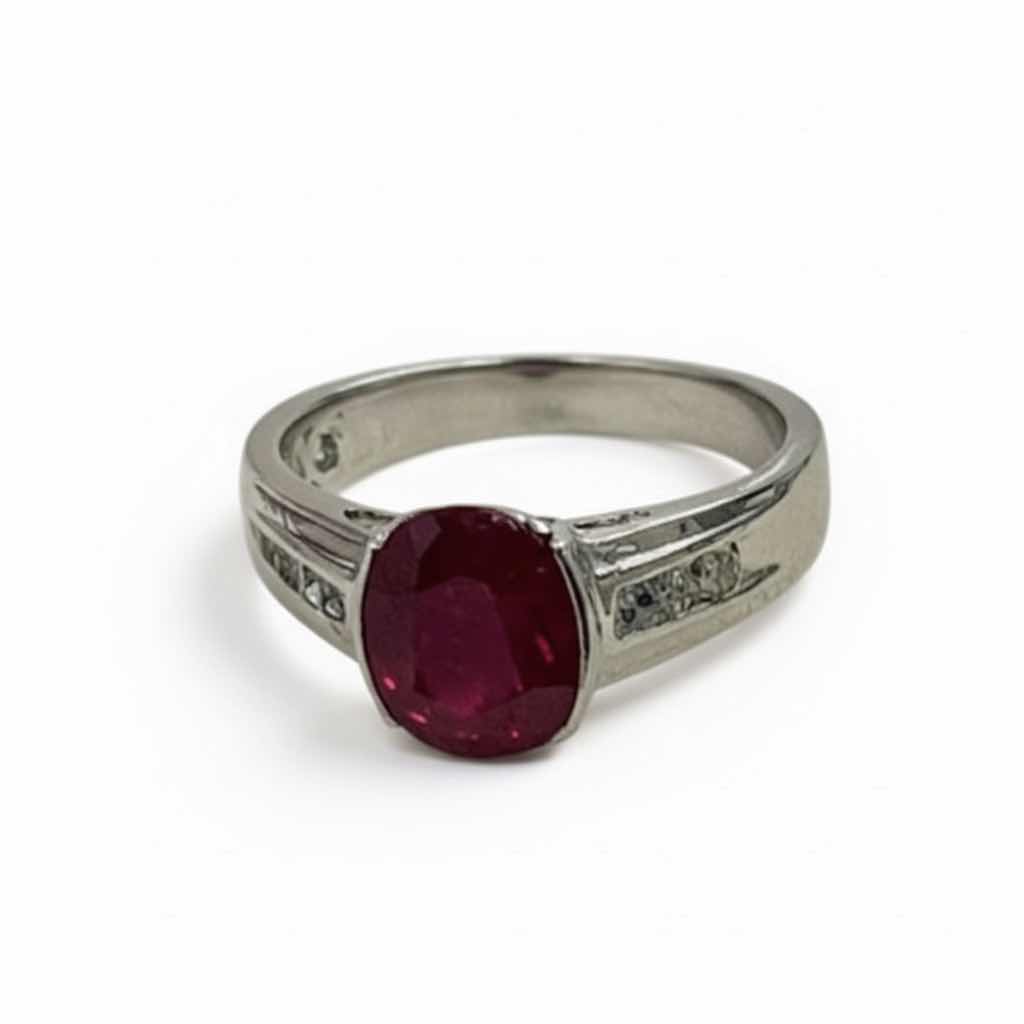 Photo 1 of STERLING SILVER W 2.47 CT NATURAL RUBY AND 0.23 CTW DIAMOND RING GGA CERTIFIED (EST RING SIZE 6-7) - RN040649