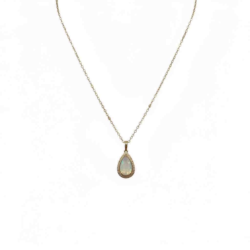 Photo 1 of STERLING SILVER W 18K GOLD OVERLAY W NATURAL OPAL (PLAY OF COLOR) APPROX 12.47 CTW PEAR CABOCHON PENDANT AND NATURAL DIAMOND 0.18 CTW GGA CERTIFIED -NK017295