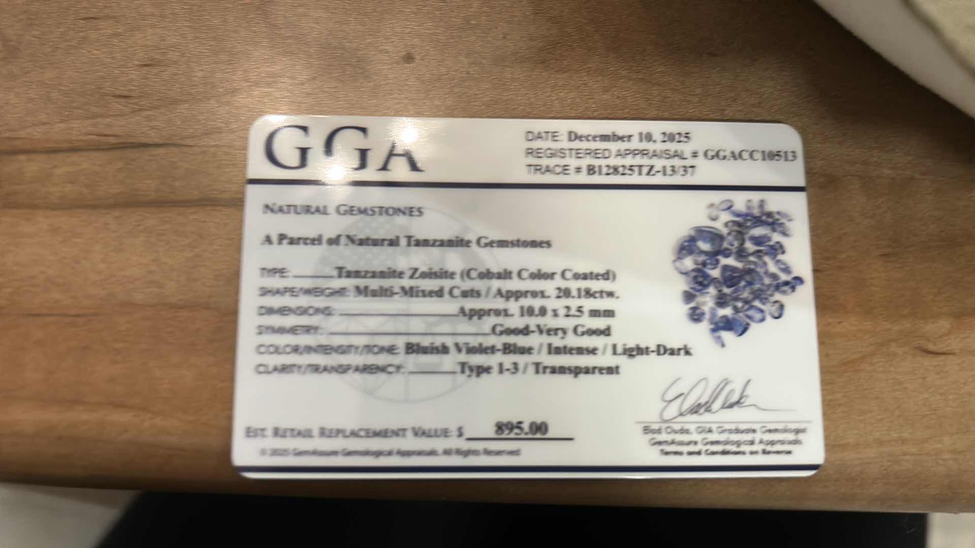 View 3 of PARCEL OF NATURAL TANZANITE ZOISITE (COBALT COLOR COATED) MULTI-MIXED CUTS APPROX 20.18 CTW GGA CERTIFIED