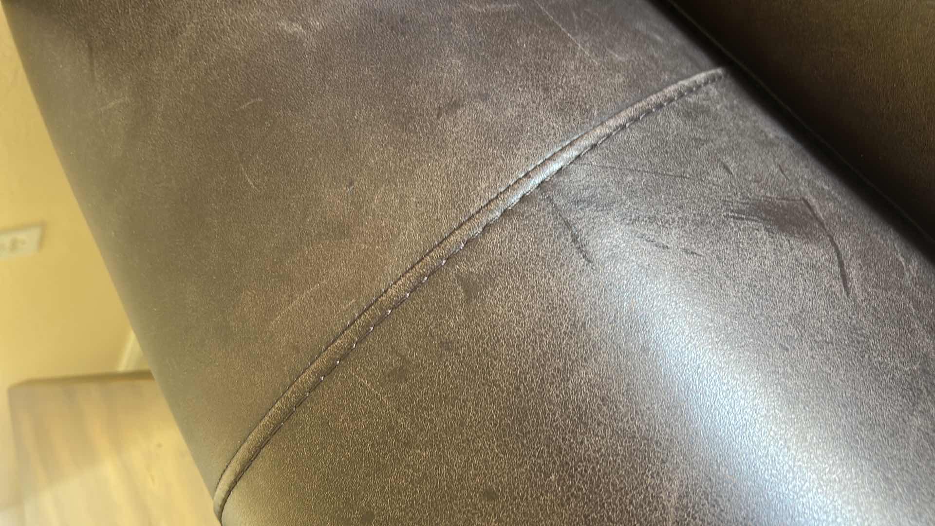 Photo 1 of 65” BROWN  LEATHER LOOK LOVESEAT