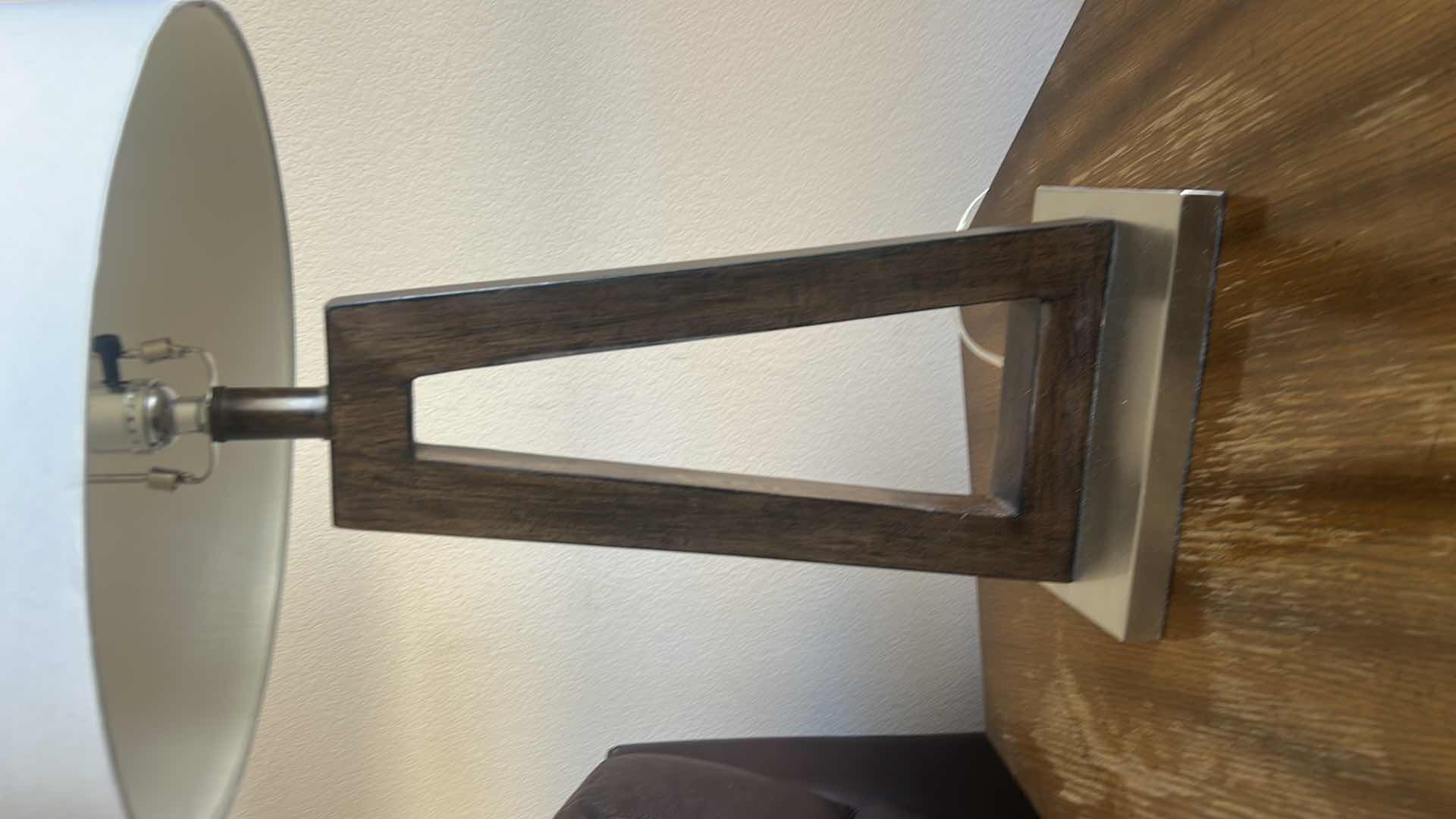 Photo 1 of 2 TONE TABLE LAMP WITH WHITE SHADE H32”