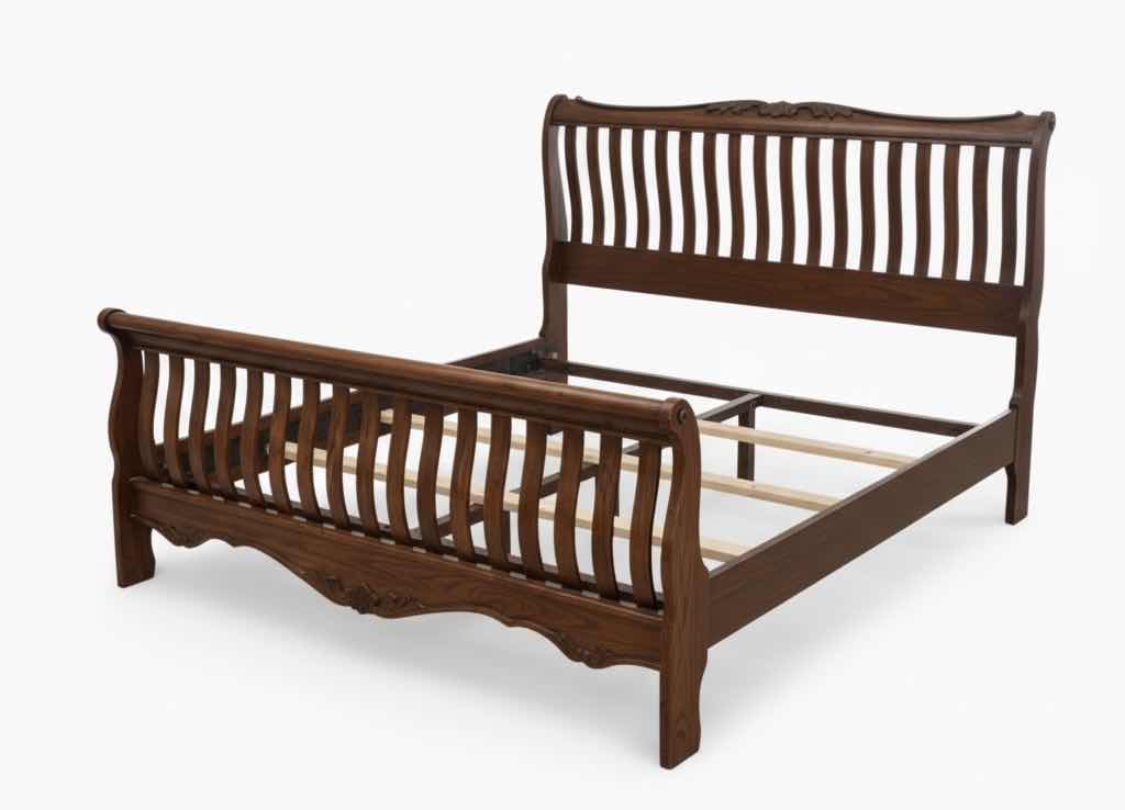 Photo 1 of TRADITIONAL SOLID WOOD KING-SIZE BED FRAME WITH SLATTED HEADBOARD AND FOOTBOARD. 80” x H 48”