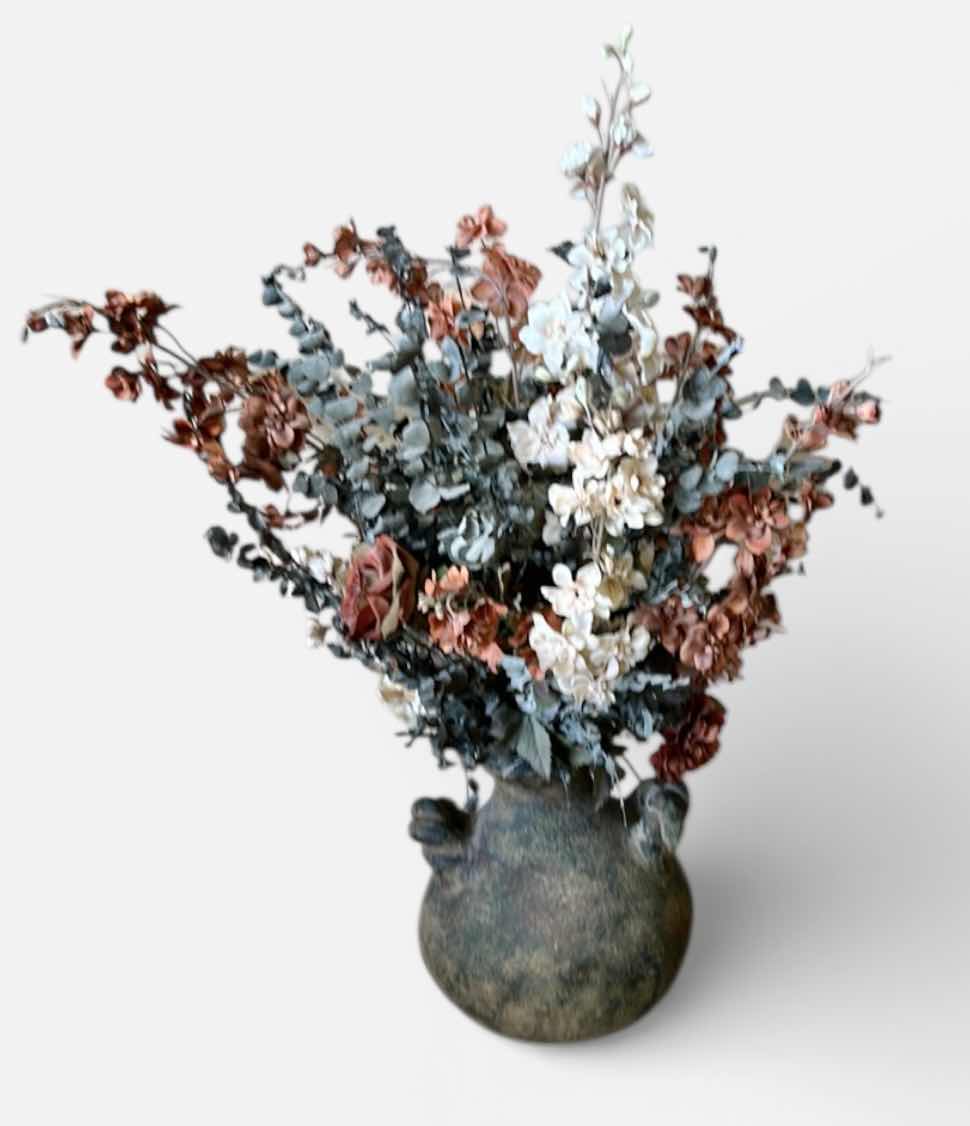 Photo 1 of CERAMIC POTTERY VASE WITH FAUX FLOWERS H 3’