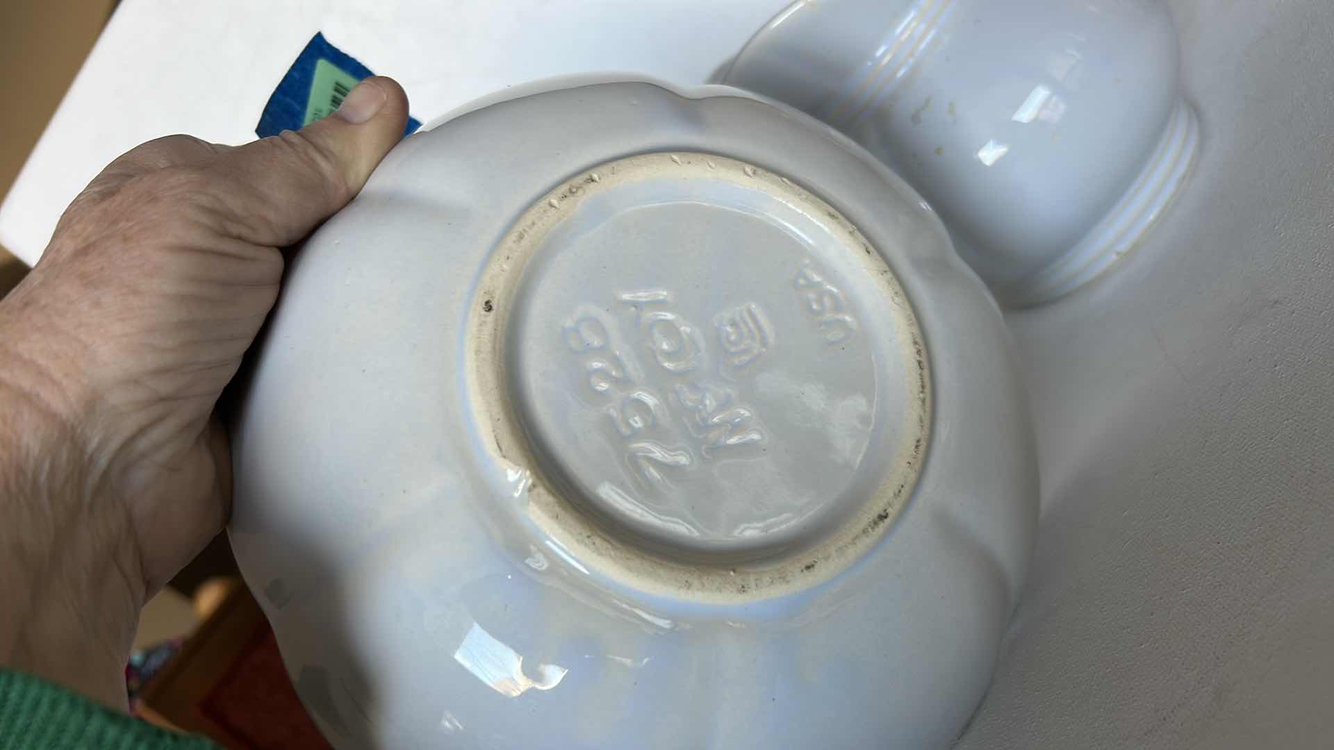 Photo 1 of NUMBERED MCCOY POTTERY PITCHER WITH MATCHING BOWL. GLAZED CERAMIC SET H6”