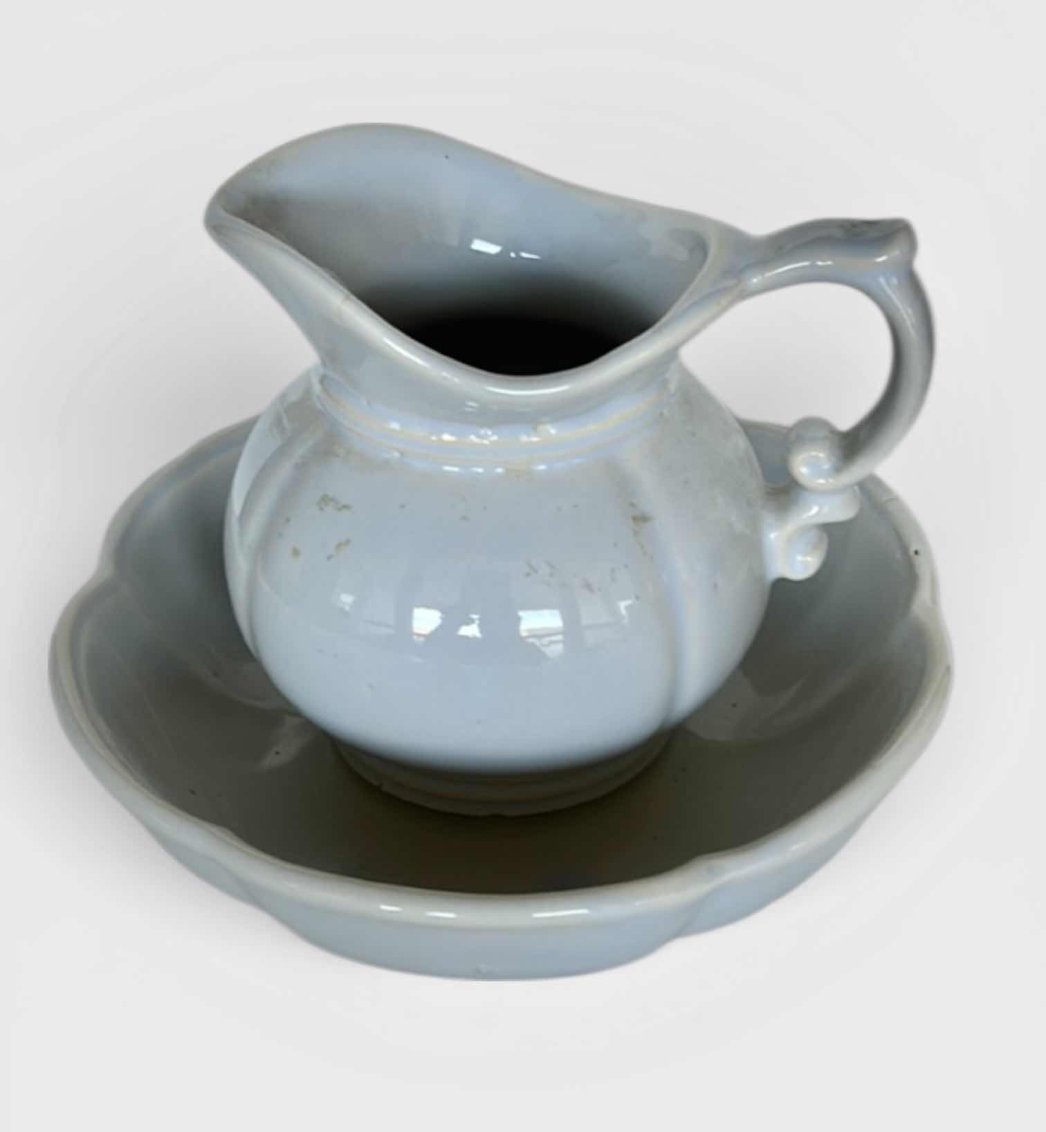 Photo 1 of NUMBERED MCCOY POTTERY PITCHER WITH MATCHING BOWL. GLAZED CERAMIC SET H6”