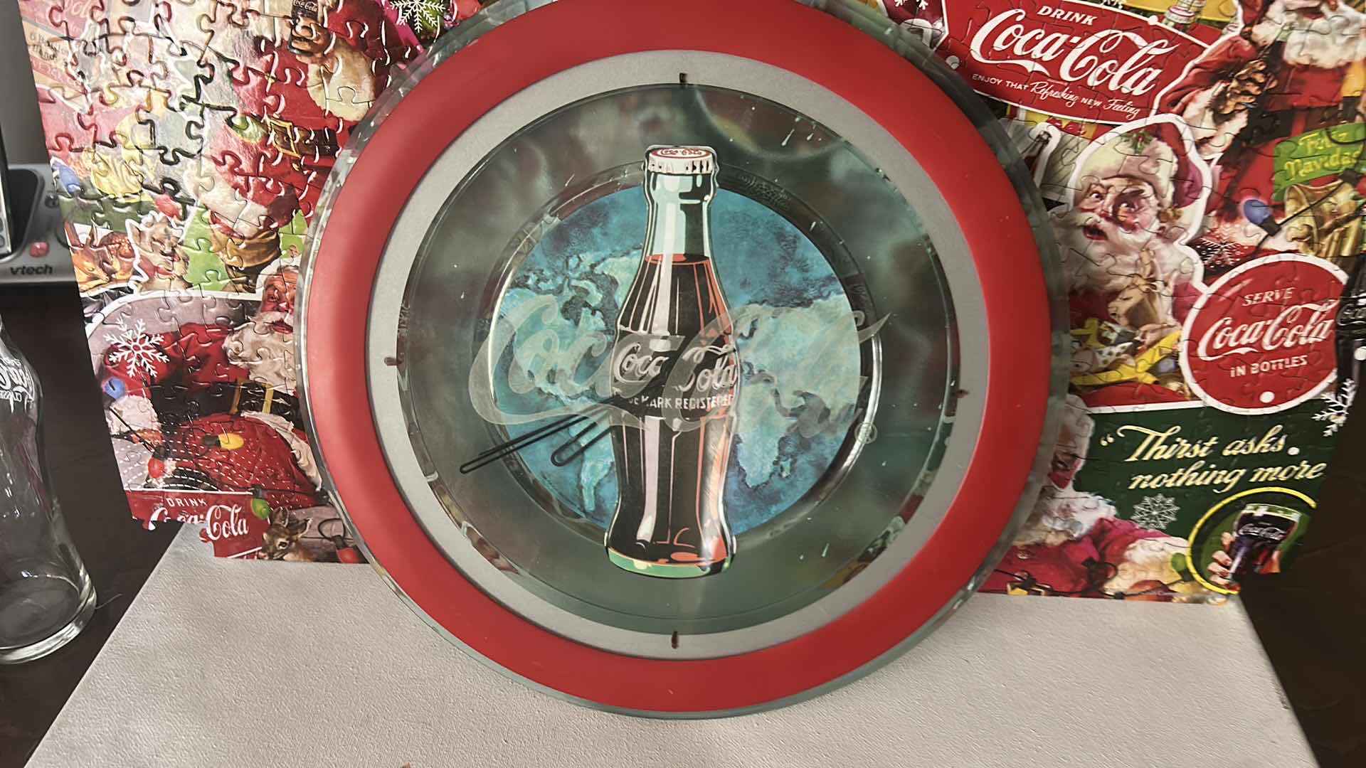 Photo 1 of COCA COLA GLASSES, CLOCK, PUZZLE