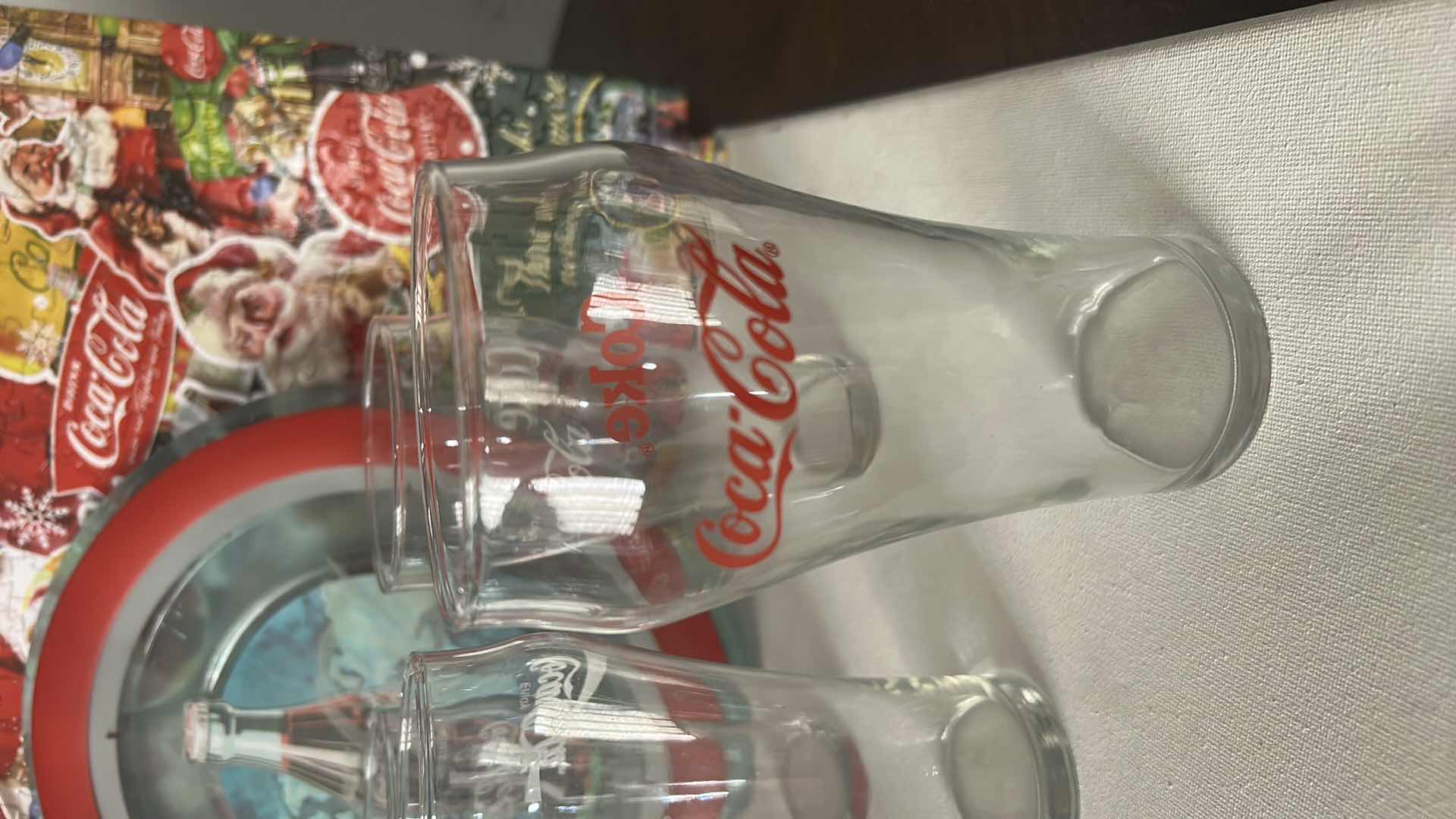 Photo 1 of COCA COLA GLASSES, CLOCK, PUZZLE