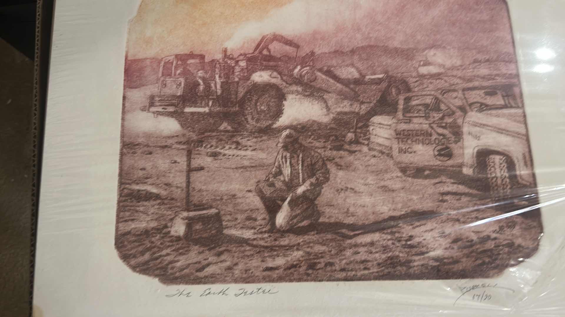 Photo 1 of ROY PURCELL “THE EARTH TESTER” ART ETCHING. LIMITED EDITION PRINT, NUMBERED AND ACCOMPANIED BY A CERTIFICATE OF AUTHENTICITY (COA). 
18” x H15 1/2”