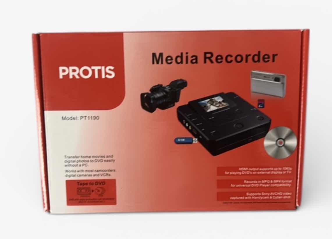 Photo 1 of PROTIS MEDIA RECORDER, MODEL PT1190, IN ORIGINAL BOX.