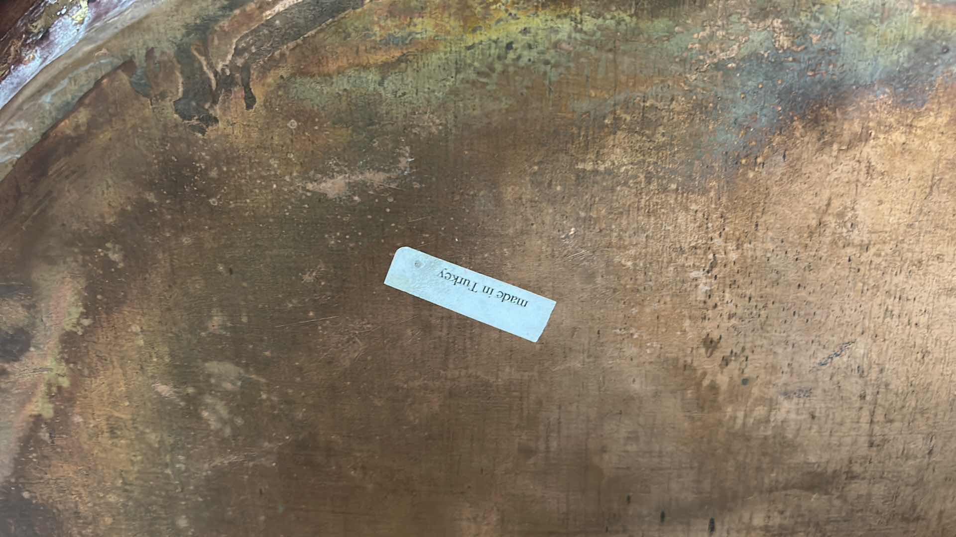 Photo 1 of COPPER CAULDRON OR WASH POT WITH SIDE HANDLES. H 22” x 17” x H10”