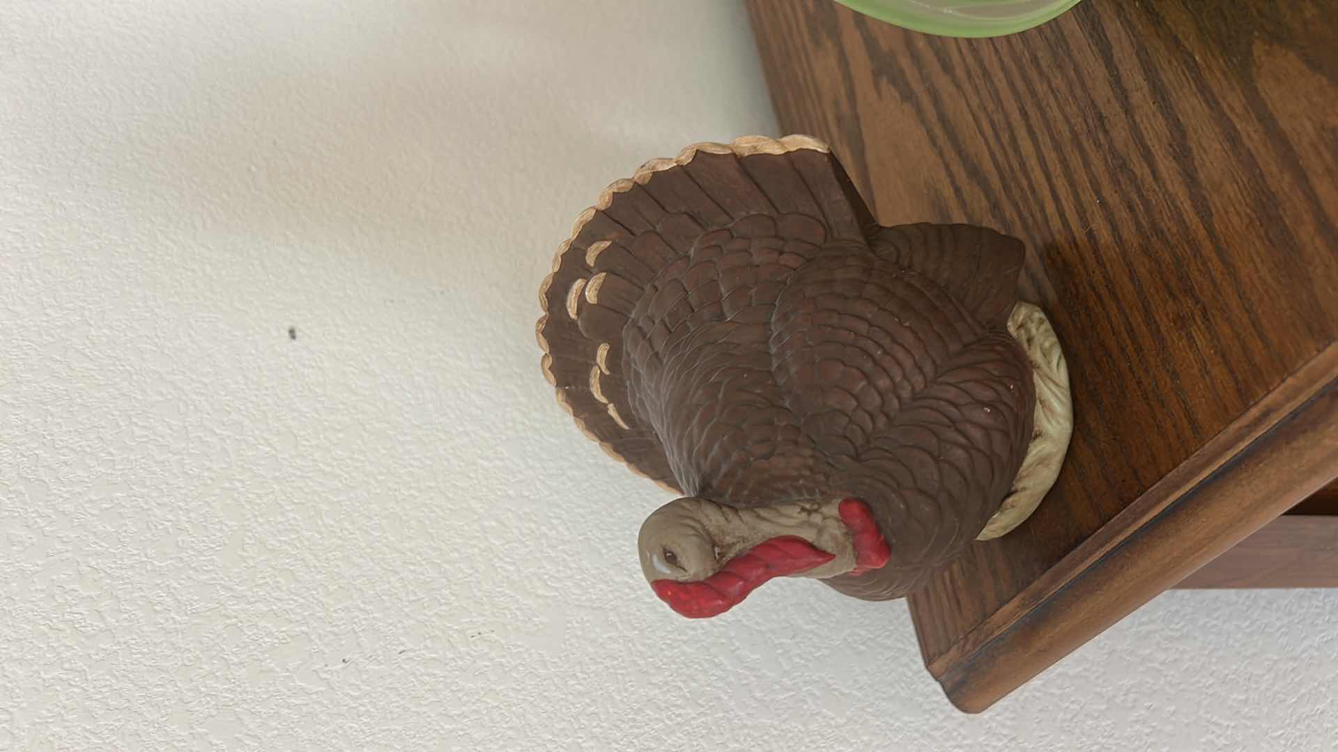 Photo 1 of COLORFUL GLASS VASE AND SIGNED CERAMIC TURKEY (TALLEST H7 1/2”