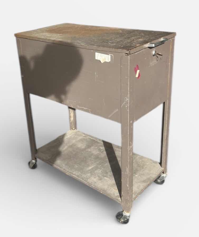 Photo 1 of ROLLING METAL CABINET WITH NATIONAL GEOGRAPHIC MAGAZINES