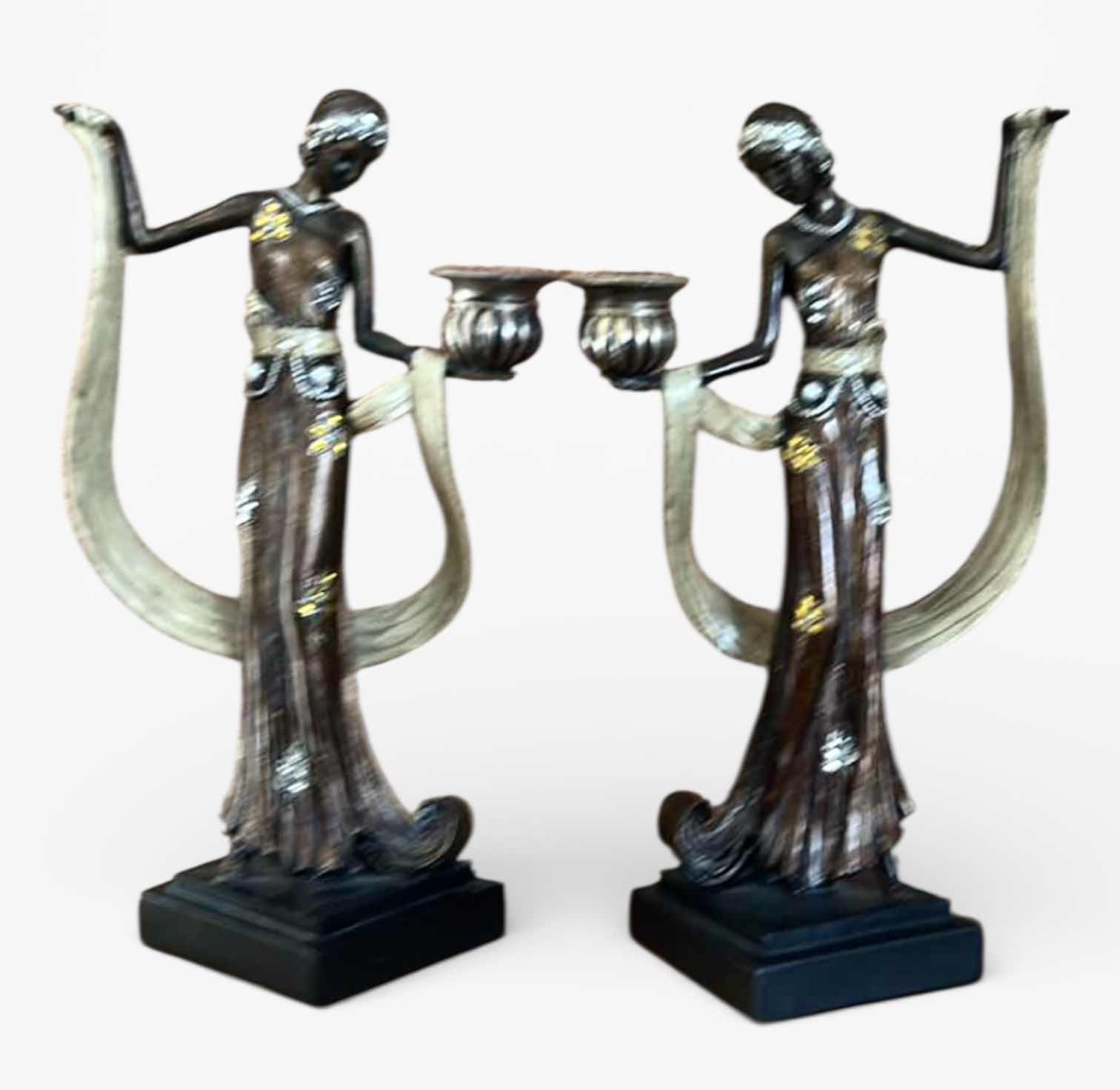 Photo 1 of PAIR OF ART NOUVEAU CANDLESTICKS H14”
