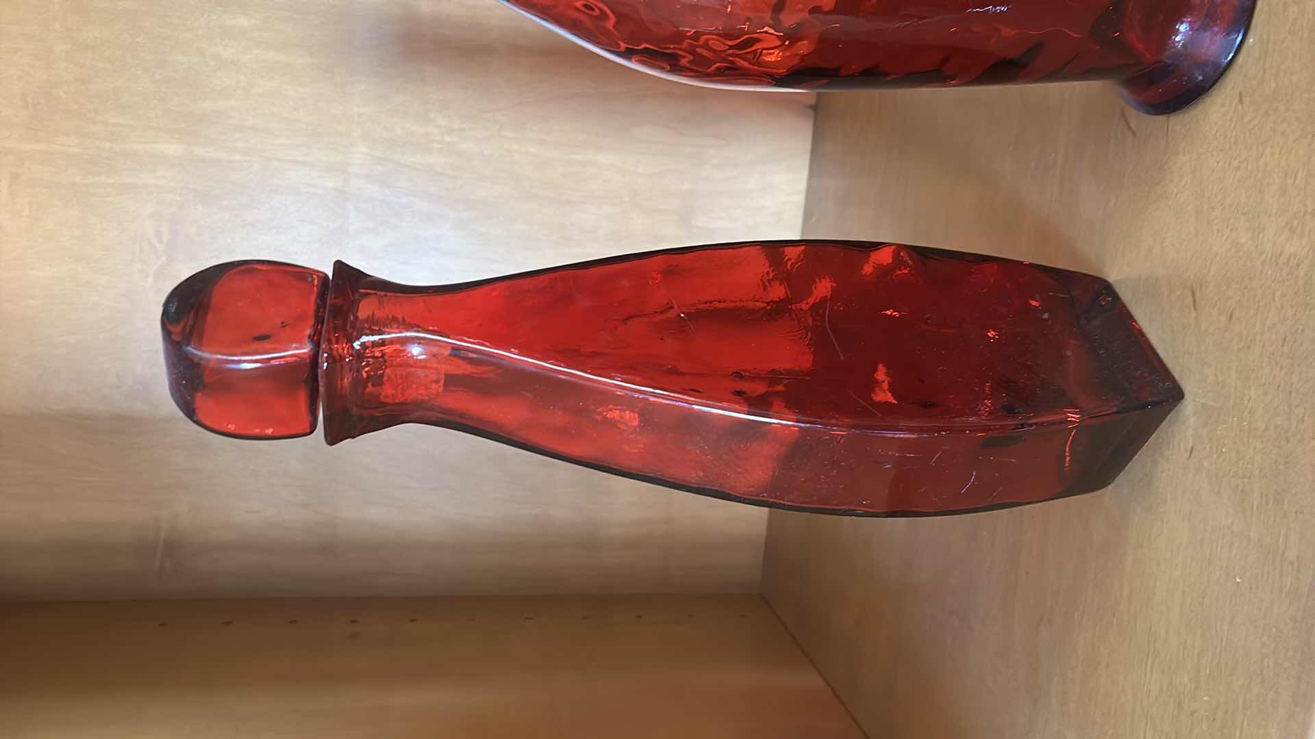 Photo 1 of 2 RED GLASS VASES H17”