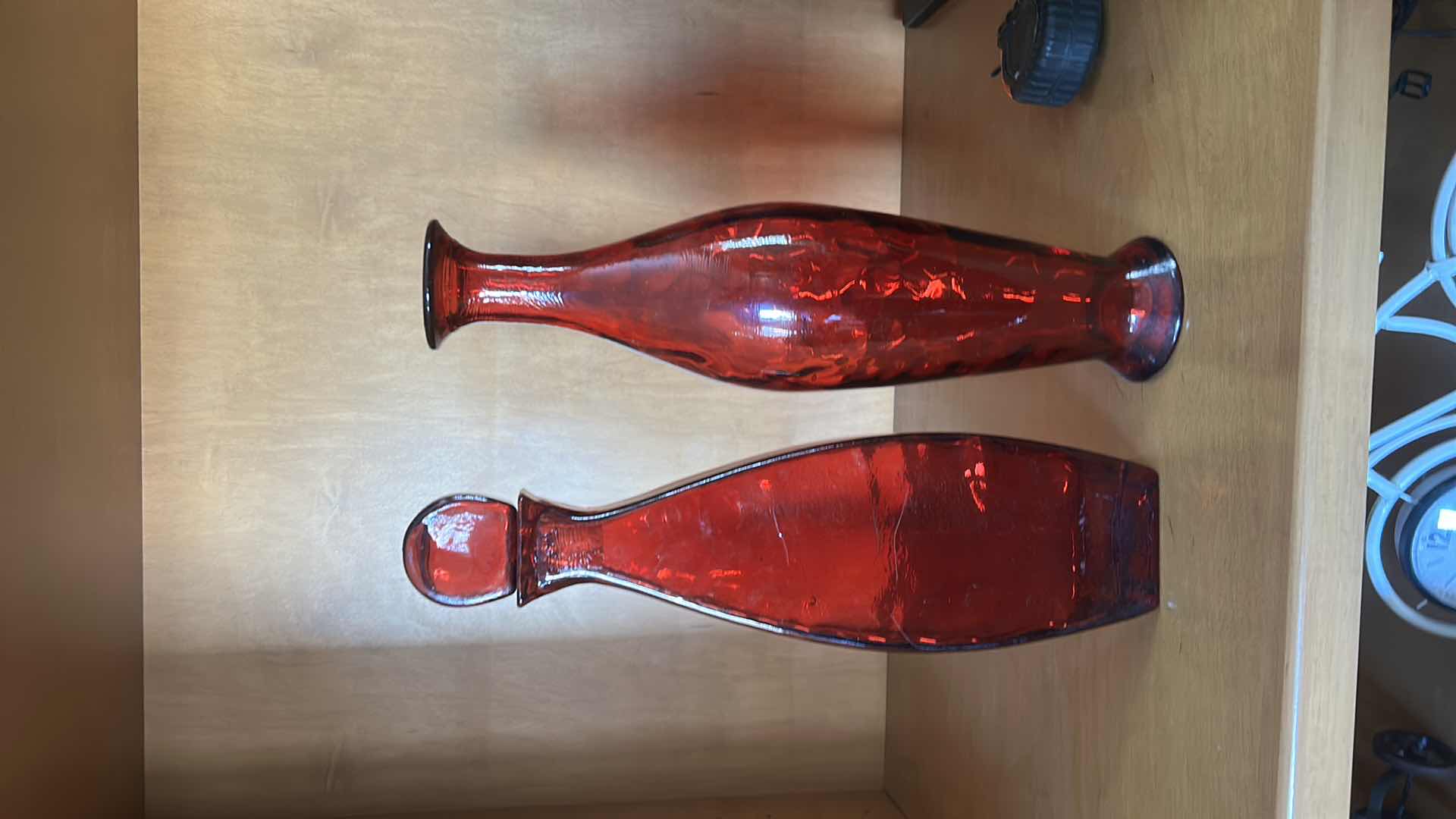 Photo 1 of 2 RED GLASS VASES H17”
