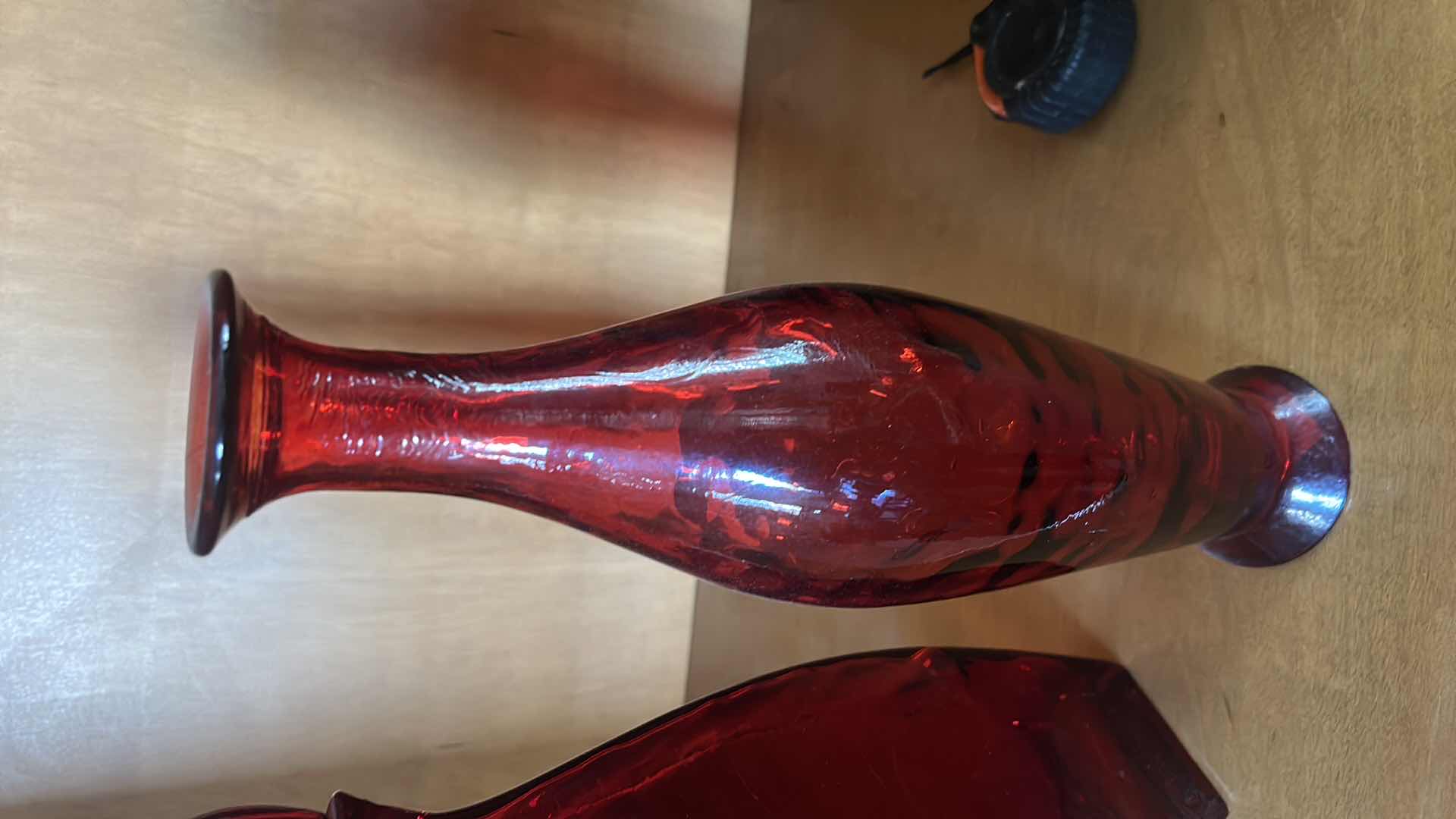 Photo 1 of 2 RED GLASS VASES H17”