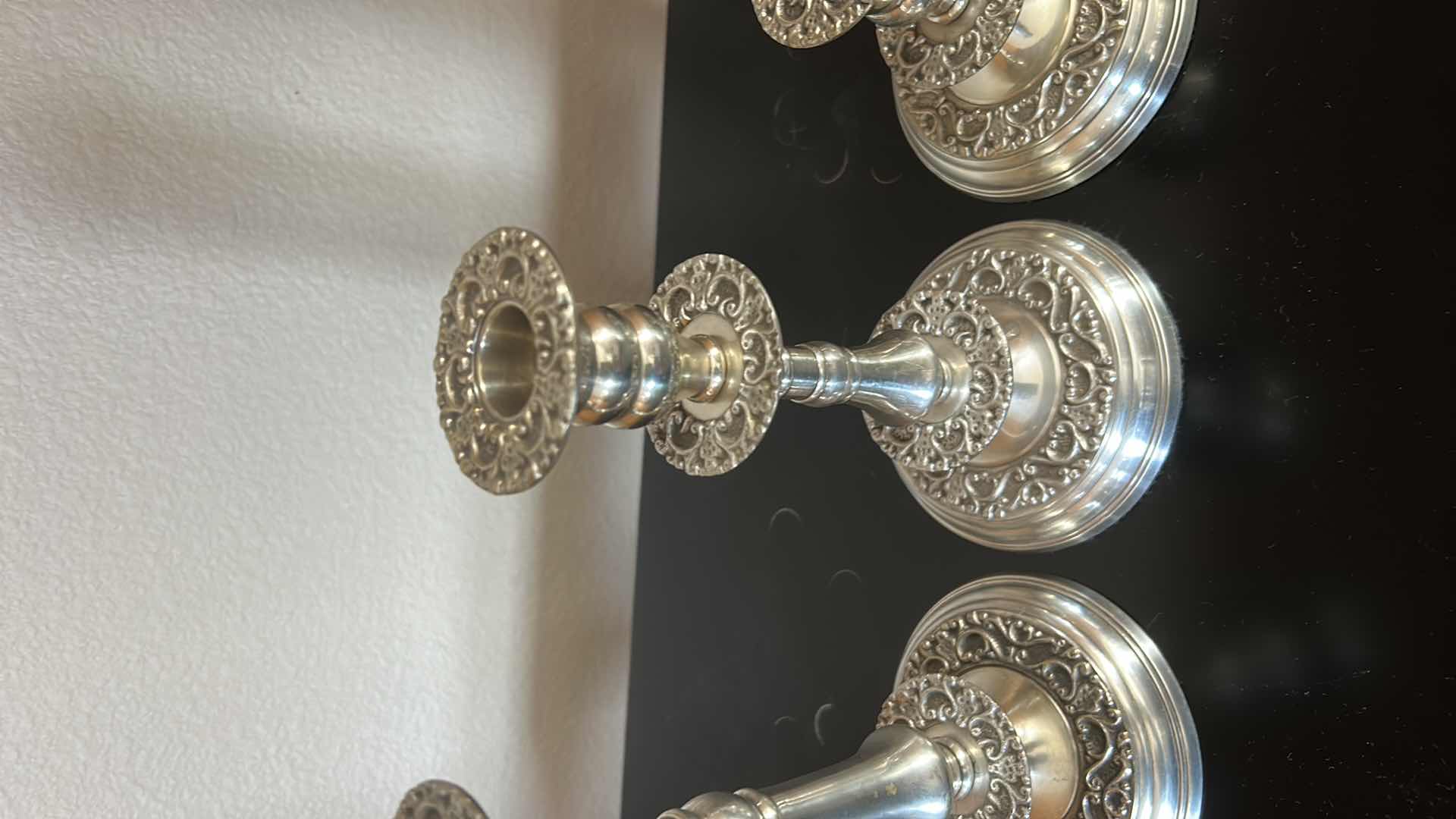 Photo 1 of 3 SILVER TONE CANDLESTICKS H12”