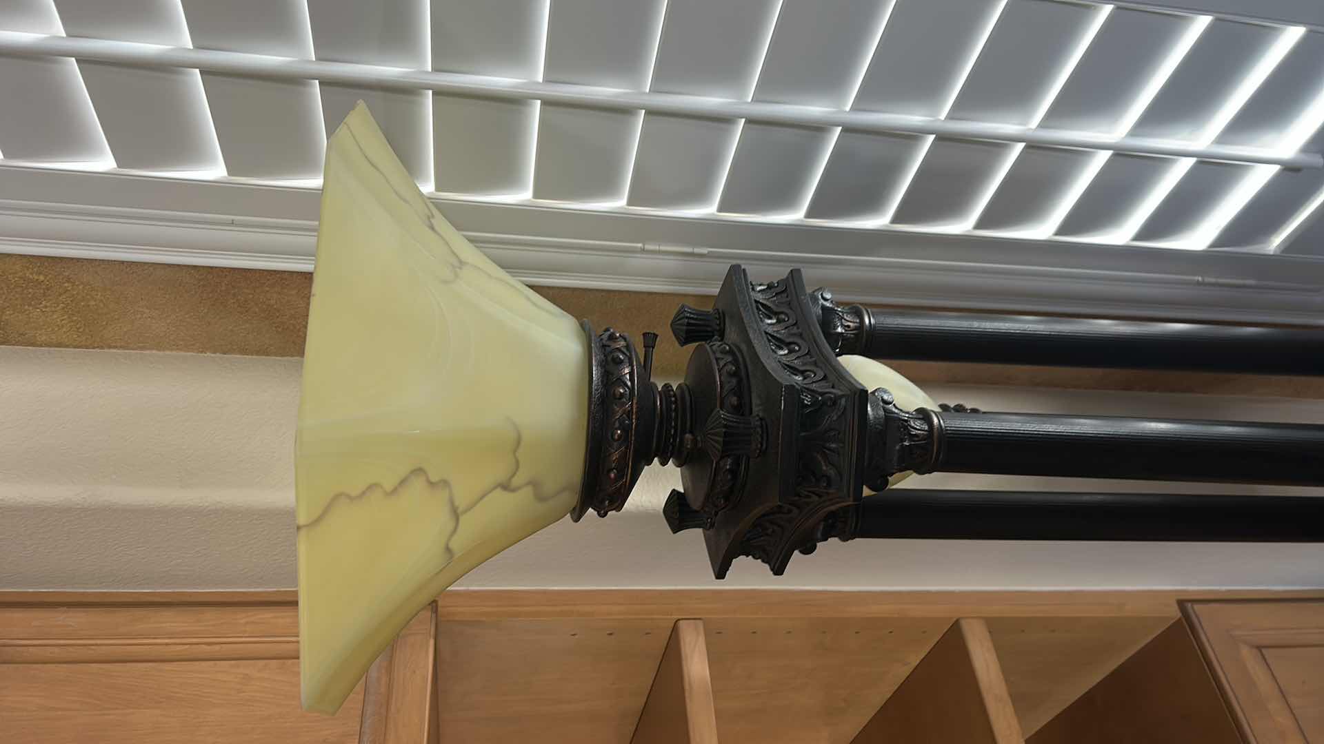 Photo 1 of GOTHIC-STYLE BRONZE TORCHIERE FLOOR LAMP, H 6’