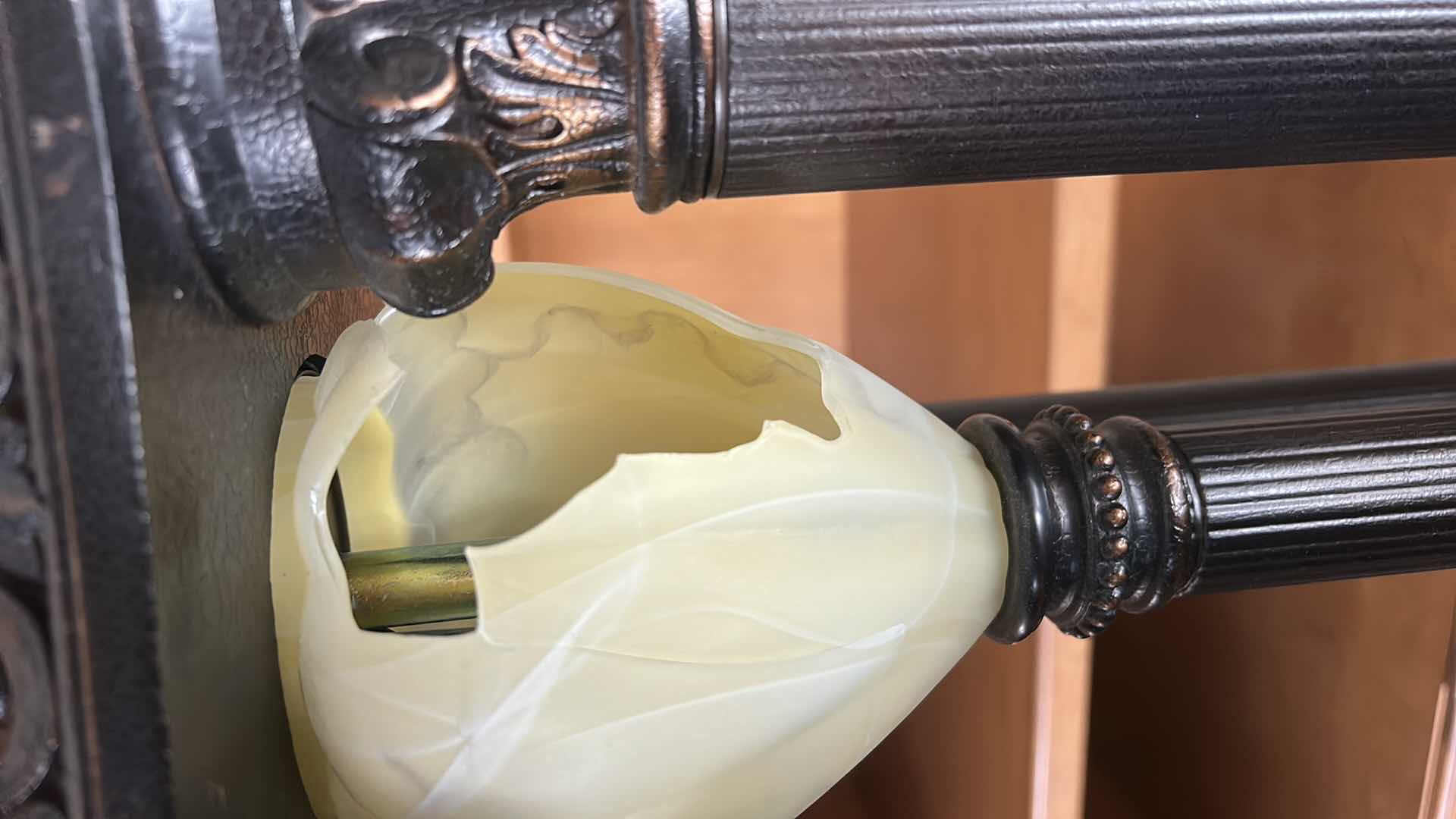 Photo 1 of GOTHIC-STYLE BRONZE TORCHIERE FLOOR LAMP, H 6’