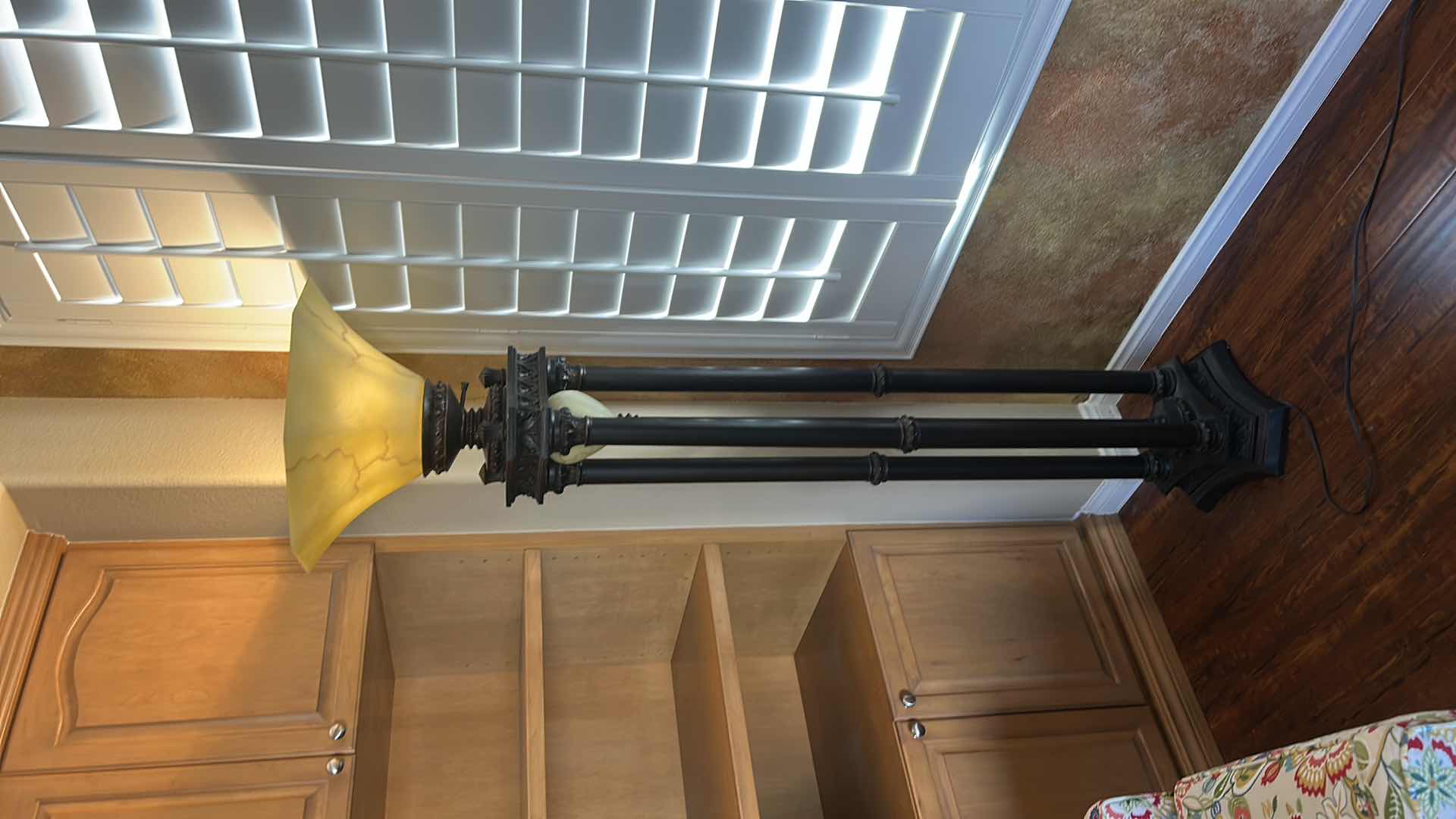 Photo 1 of GOTHIC-STYLE BRONZE TORCHIERE FLOOR LAMP, H 6’