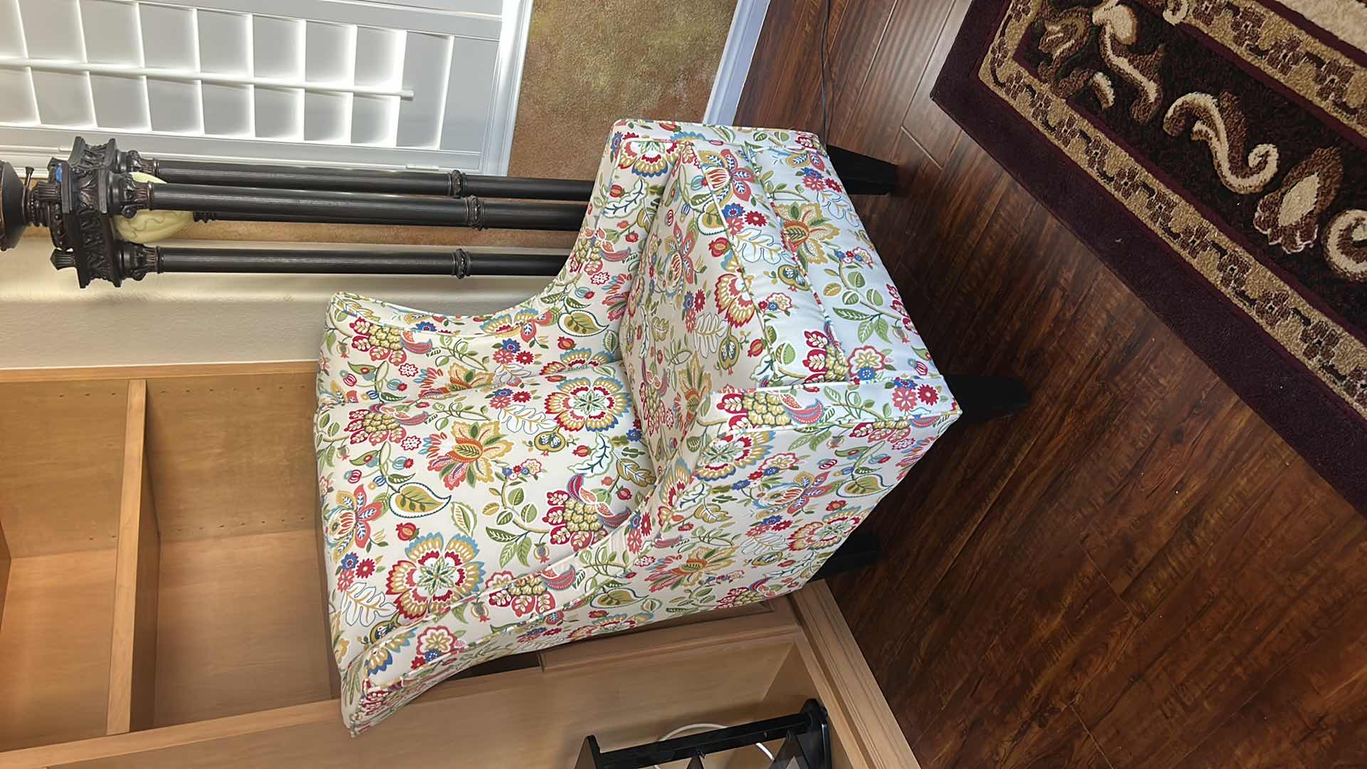 Photo 1 of FLORAL PATTERNED WINGBACK ACCENT ARMCHAIR, 33“ x 34“ x H42 1/2“