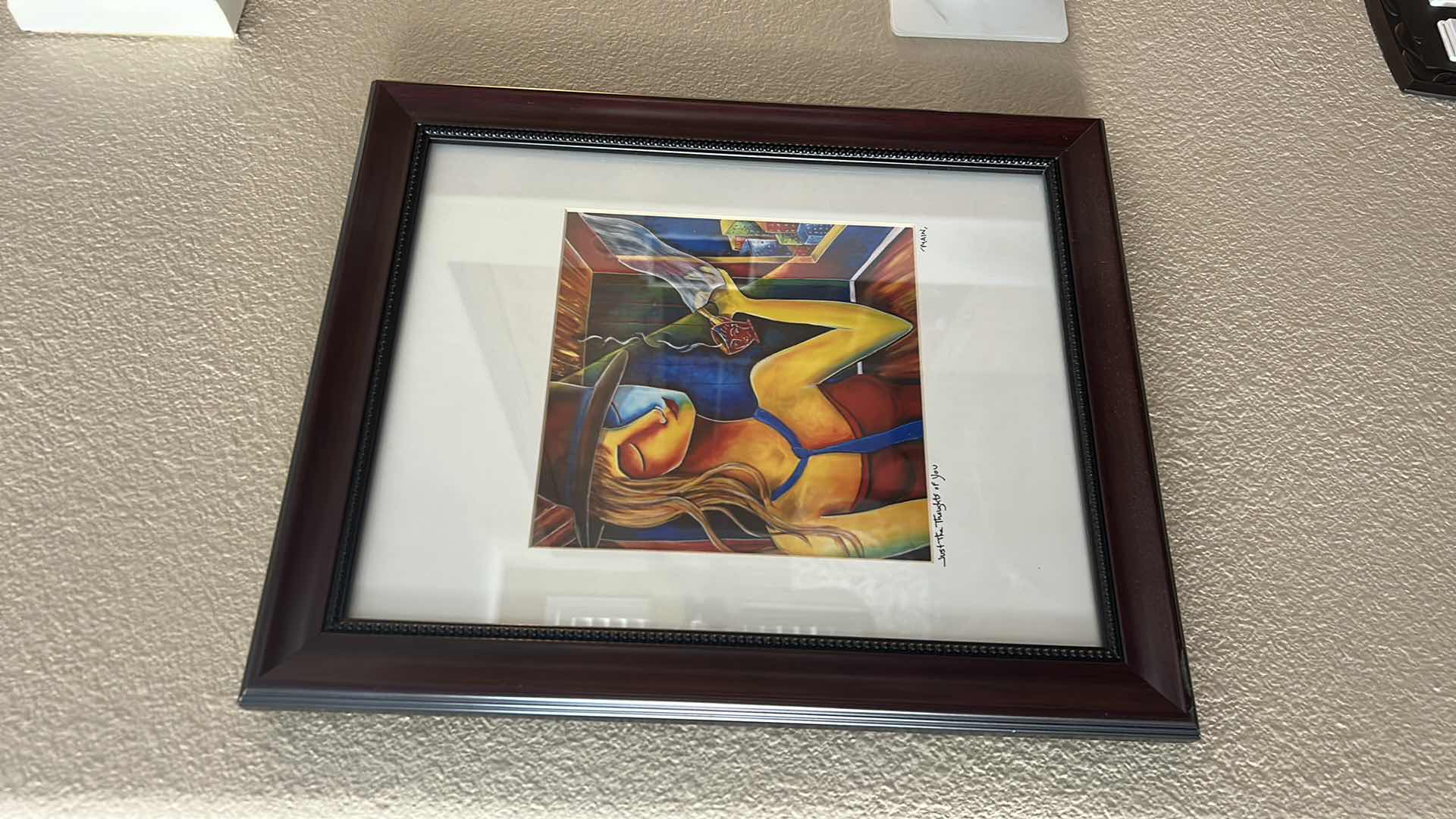 Photo 1 of FRAMED PRINT OF THE PAINTING “JUST THE THOUGHT OF YOU” BY ARTIST JENNIFER MAIN. ARTWORK 13 1/2” x H16 1/2”