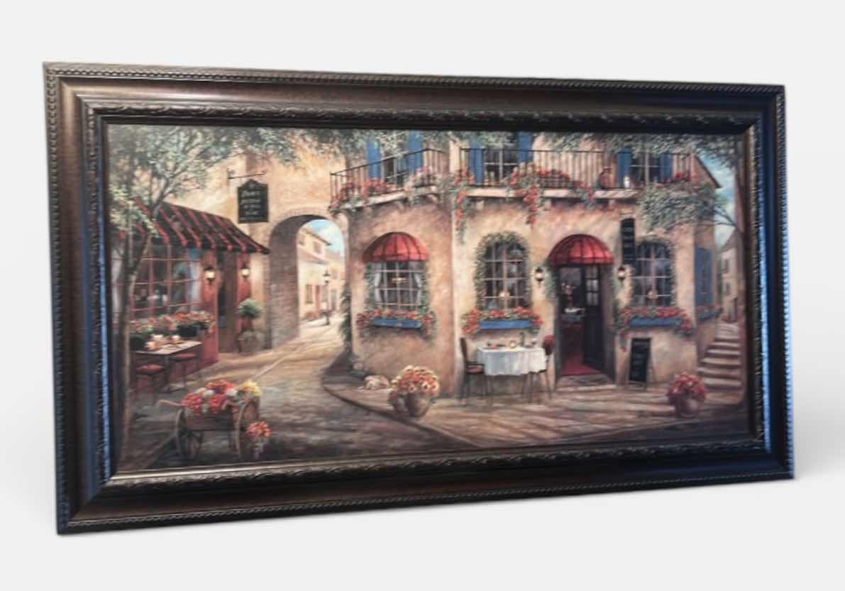 Photo 1 of METAL FRAMED, “GINOS PIZZERIA”  WALL ART PRINT BY ARTIST RUANE MANNING. ARTWORK 55” x H31”