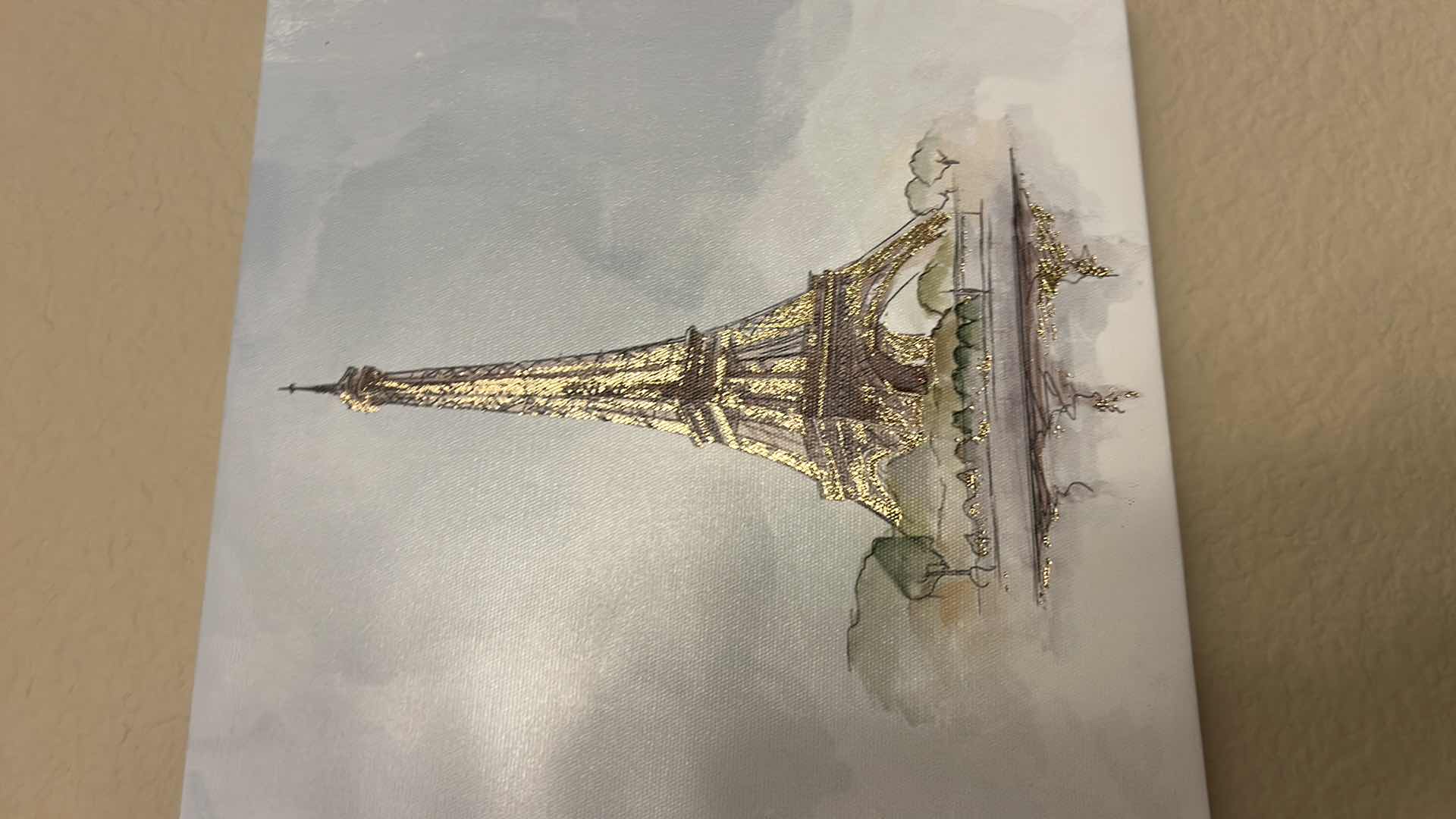 Photo 1 of 2 SMALL STRETCHED CANVAS ARTWORK PRINTS, EIFEL TOWER AND BIG BEN 8” x 8”