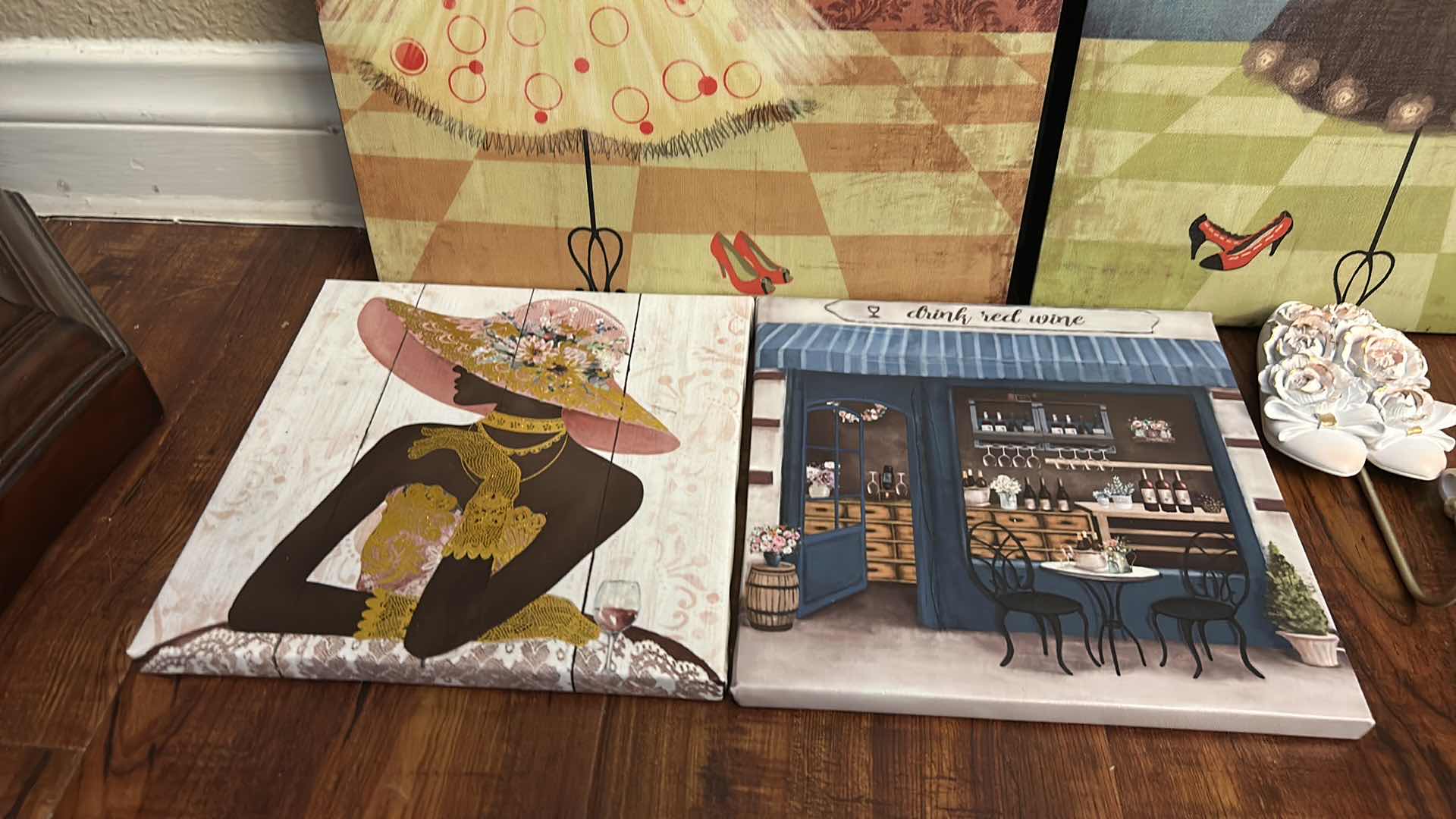 Photo 1 of STRETCHED CANVAS ARTWORK AND  HOOKS 11 1/2” x 11 1/2”