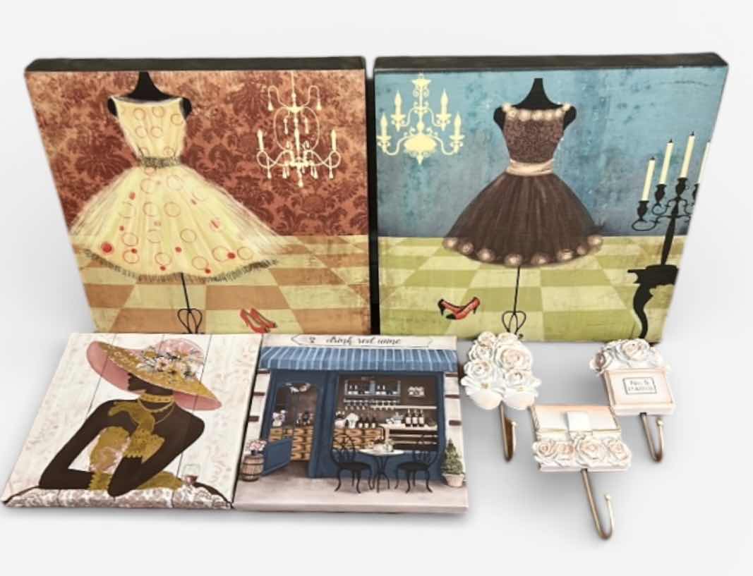 Photo 1 of STRETCHED CANVAS ARTWORK AND  HOOKS 11 1/2” x 11 1/2”