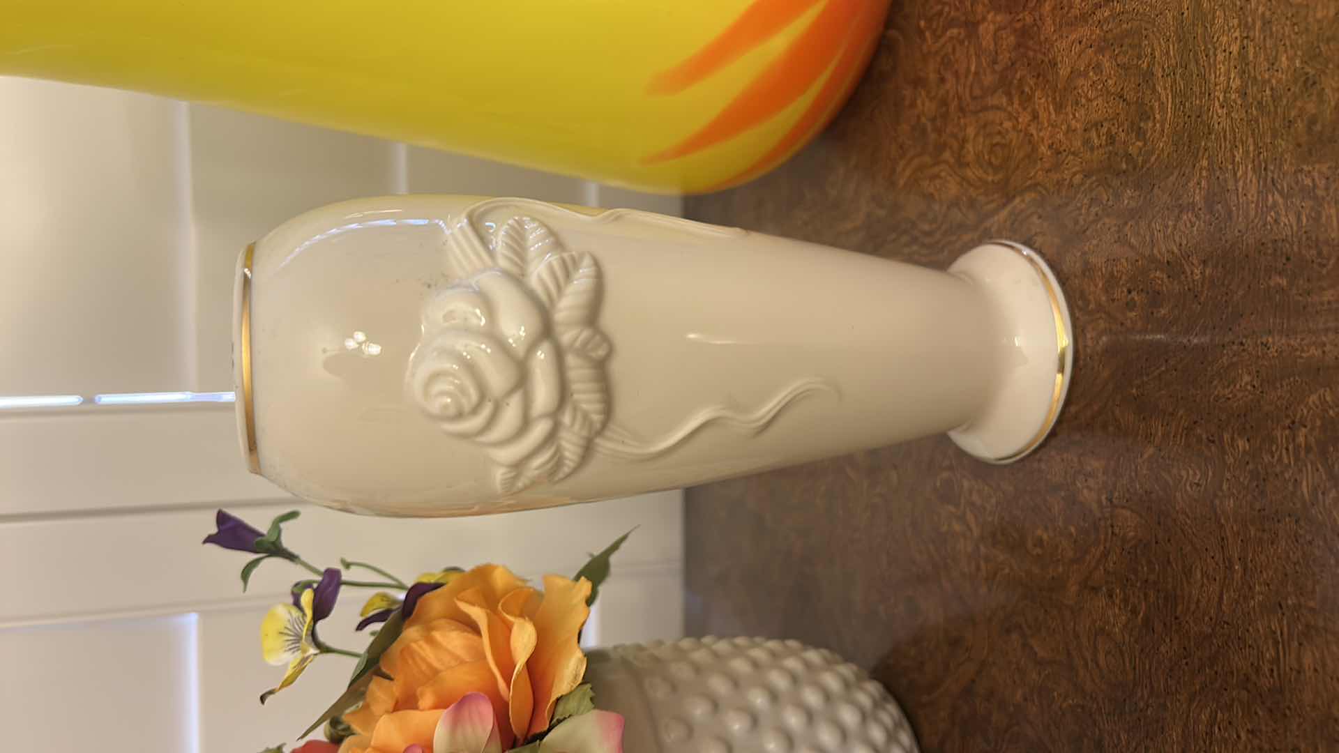 Photo 1 of 3 PC HOME DECOR, LENOX PORCELAIN VASE H12”, GLASS VASE AND FLORAL