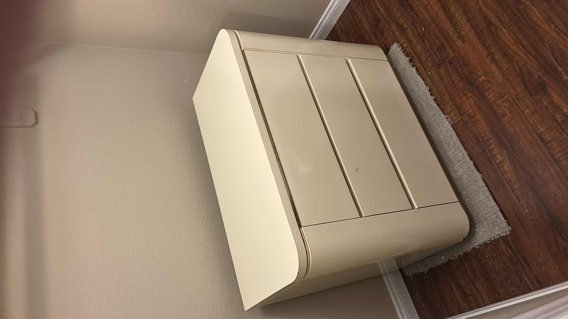 Photo 1 of 1980S AMERICAN POSTMODERN LAMINATE THREE-DRAWER CABINET OR DRESSER 36” x 18” x H30 1/4”