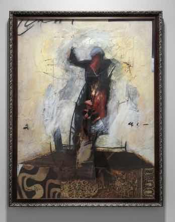 Photo 1 of LARGE FRAMED PIECE OF ART TITLED “SOLAMENTE” BY CUBAN ARTIST ANTONIO DOJER, FEATURING MIXED MEDIA ELEMENTS DEPICTING MUSIC AND DANCE THEMES. ARTWORK 39 1/4 x H51 1/2