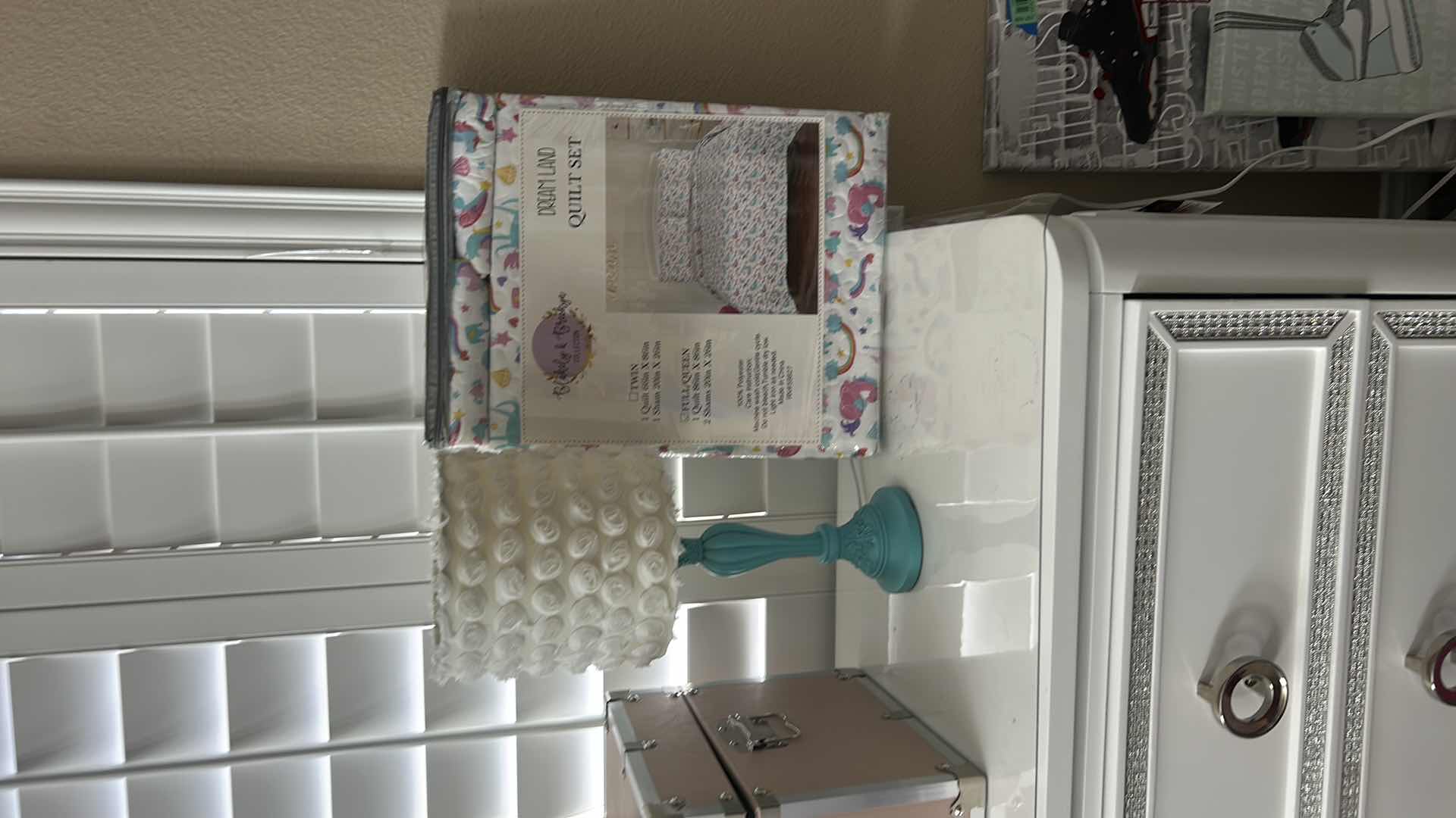 Photo 1 of GIRLS LAMP H19” AND BEDDING