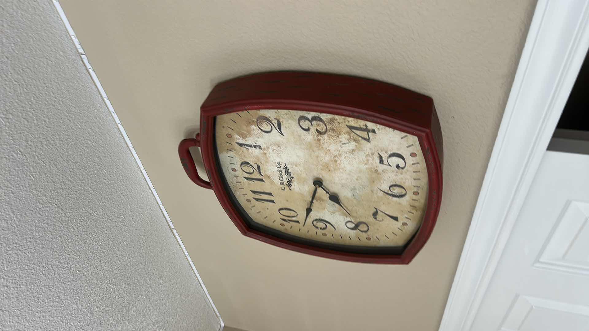 Photo 1 of RED METAL WALL CLOCK 15” x H19”