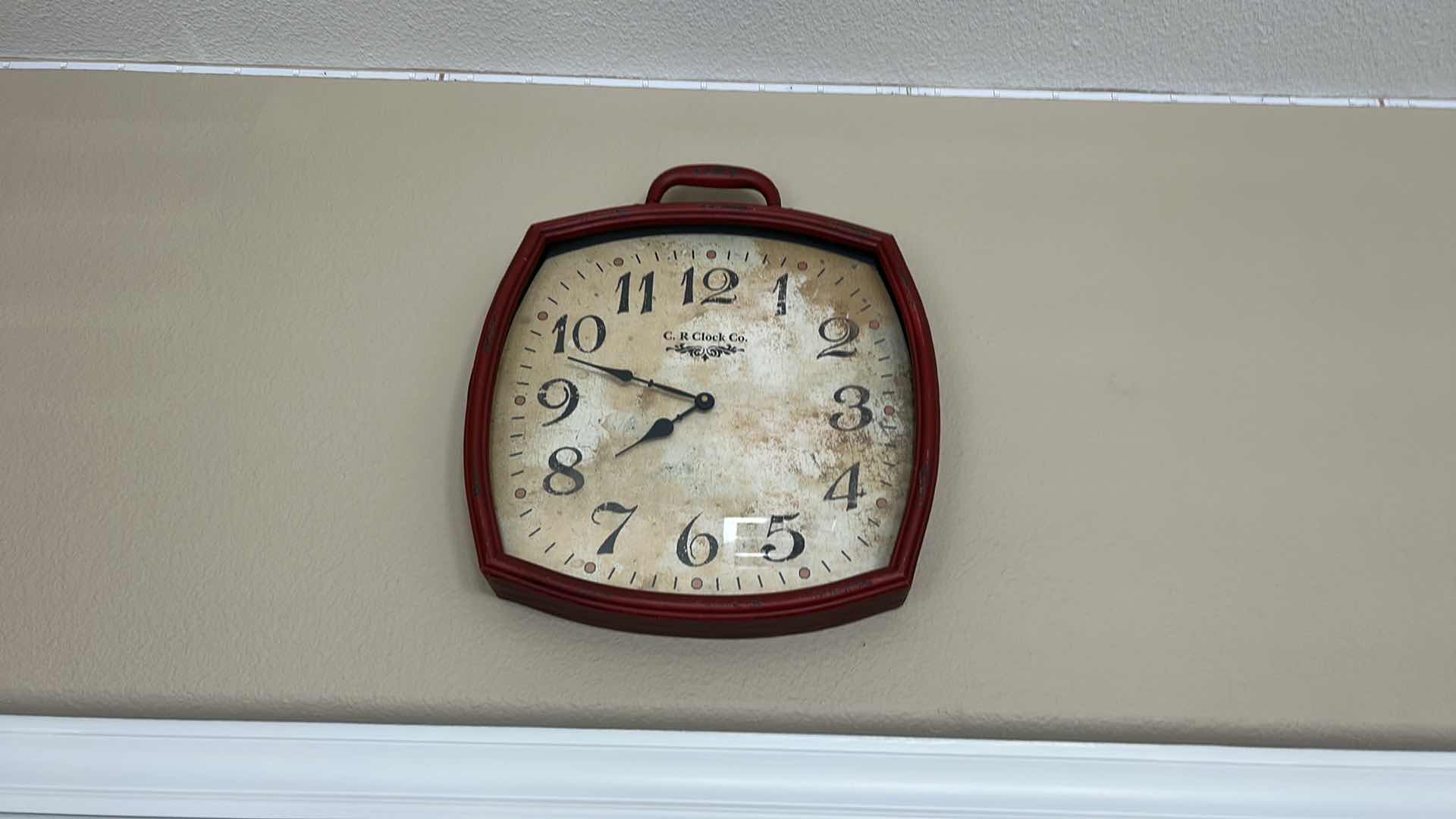 Photo 1 of RED METAL WALL CLOCK 15” x H19”