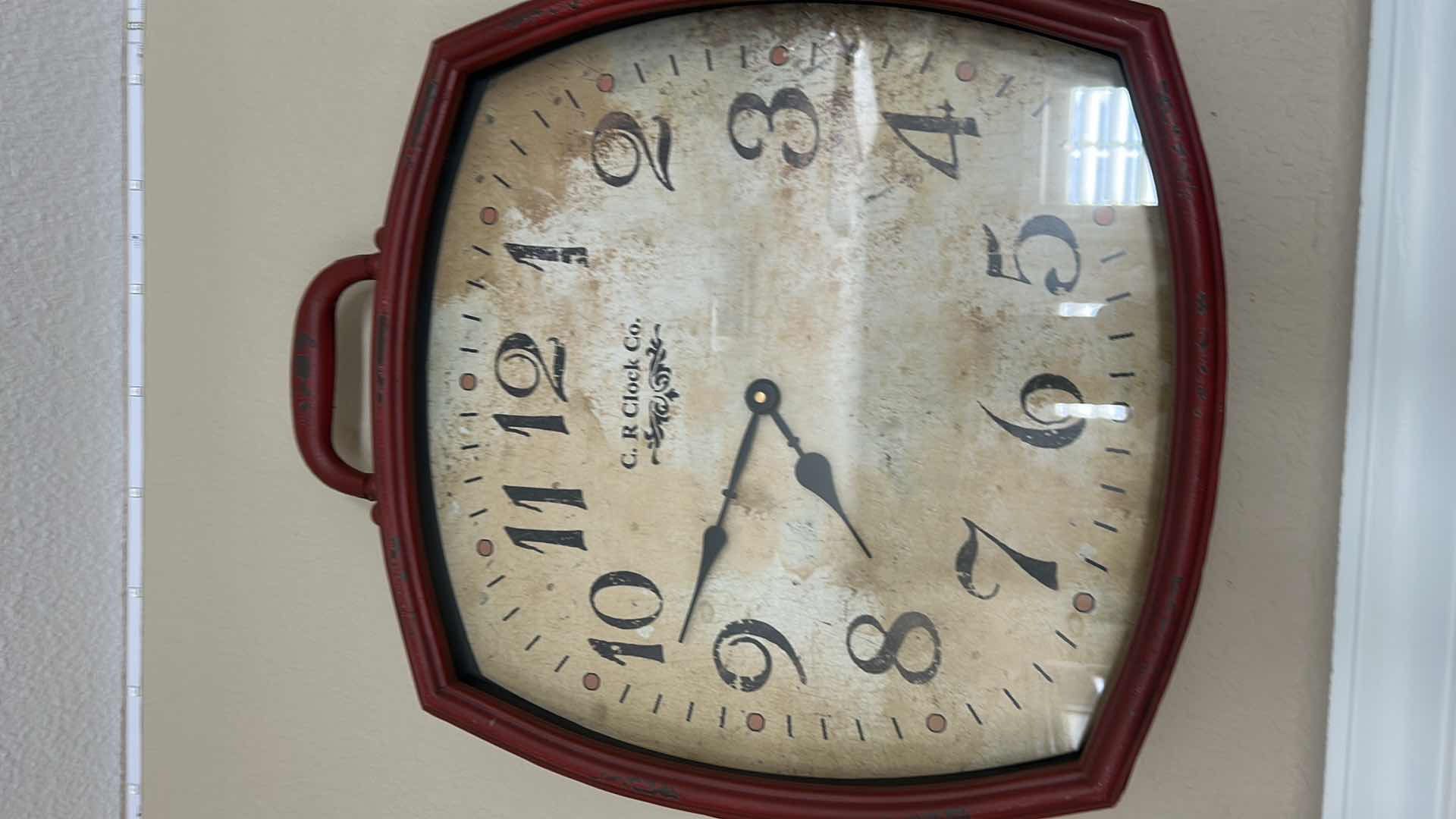 Photo 1 of RED METAL WALL CLOCK 15” x H19”