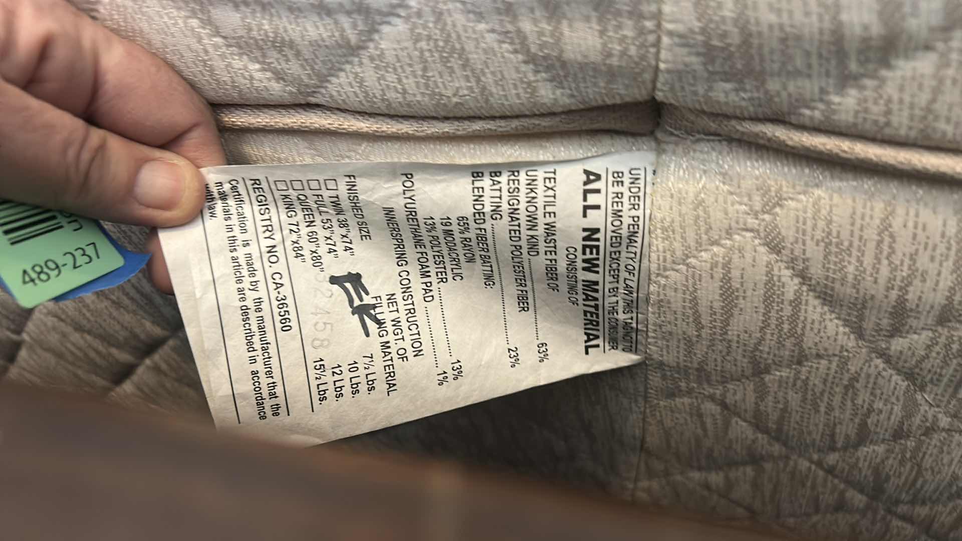 Photo 1 of KING MATTRESS WITH BAMBOO TOP 75” x 80”