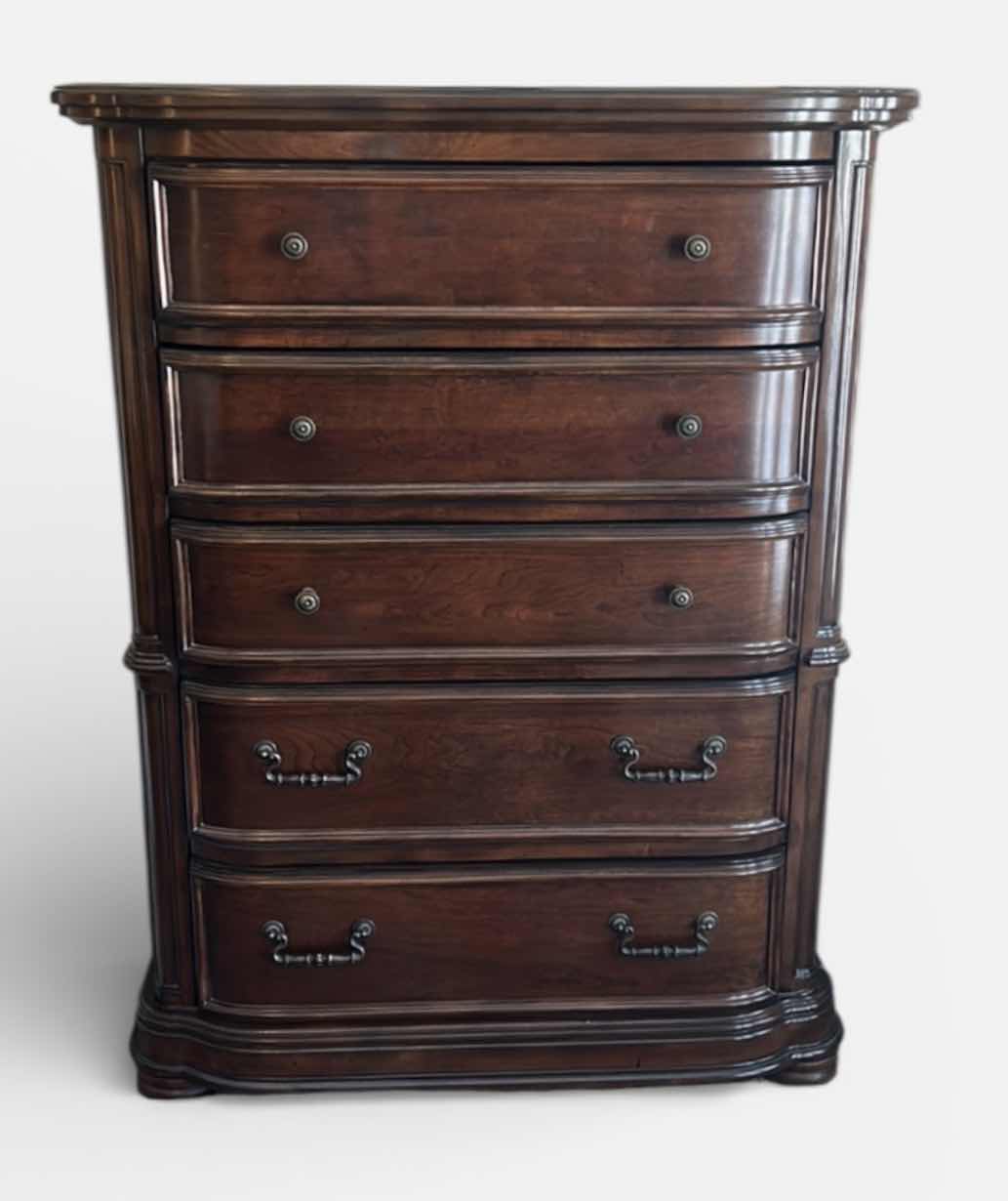 Photo 1 of SIGNATURE DESIGN BY ASHLEY FURNITURE CHERRY FINISH 5 DRAWER LAVINTON DRESSER, 4 CEDAR DRAWERS 43 1/2“ x H 57”