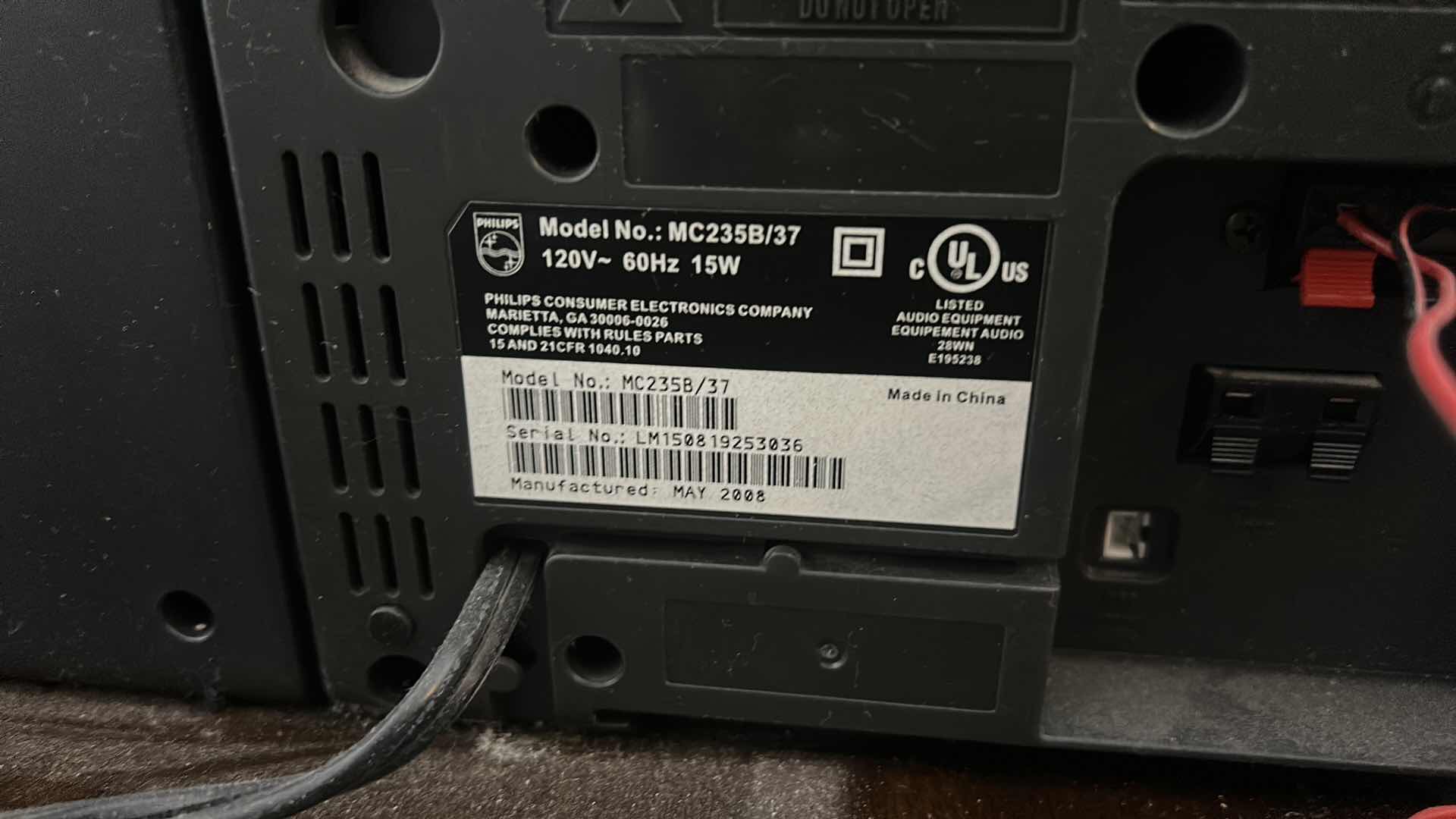 Photo 1 of 2’ SMALL WOOD TABLE WITH CD PLAYER WITH SPEAKERS