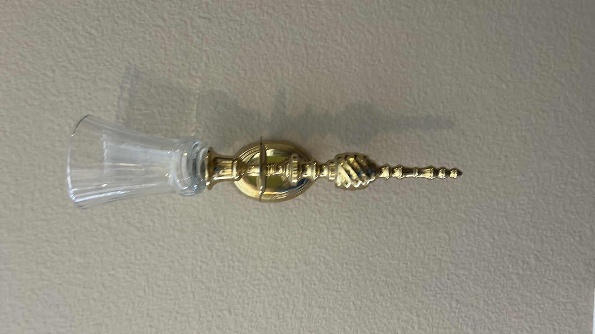 Photo 1 of 2 BRASS AND GLASS WALL SCONCES H14 1/4”